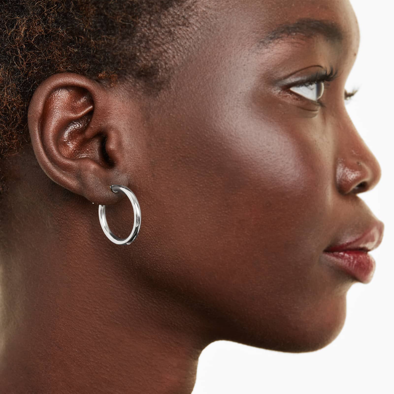 Bold Tube Hoop Earrings In 14K White Gold