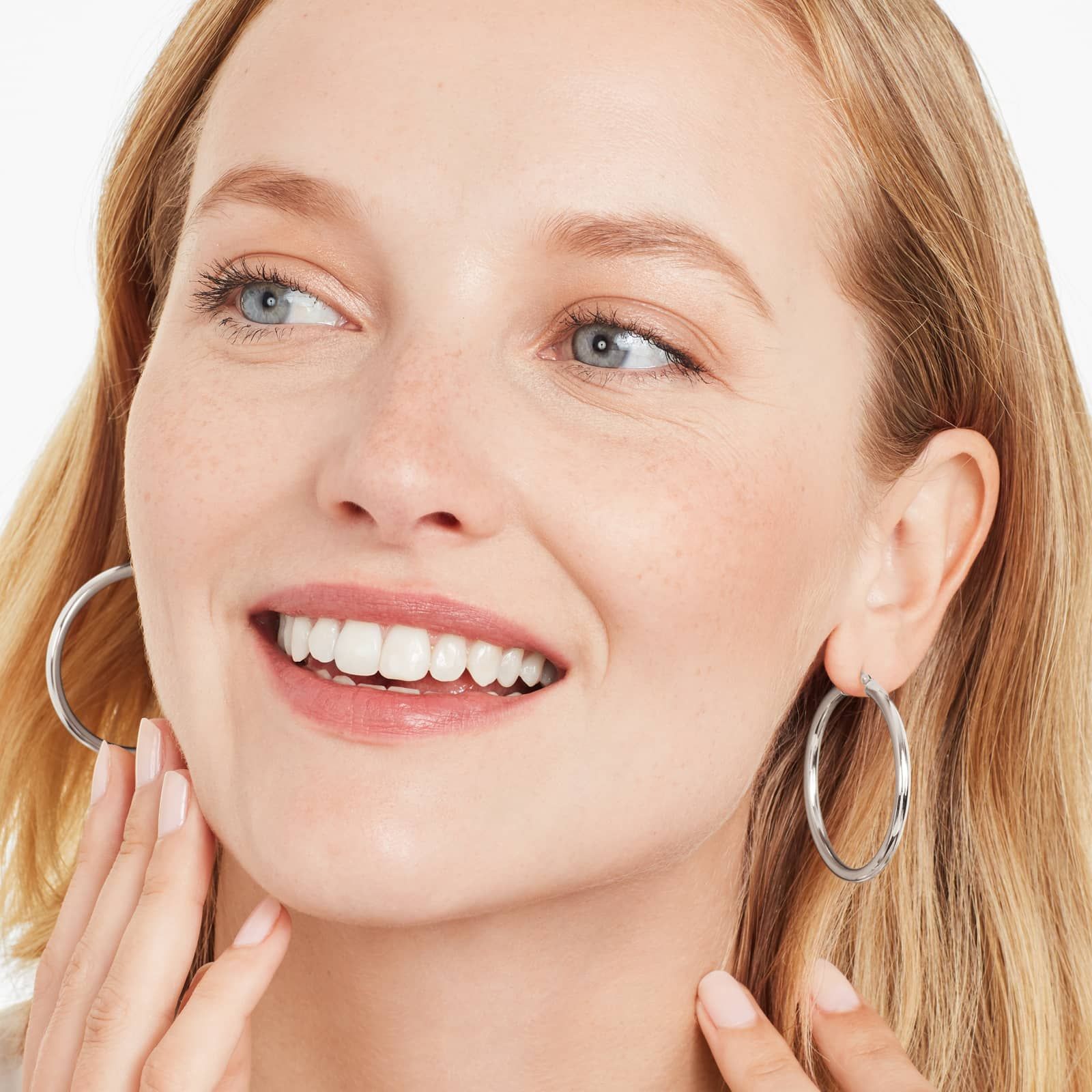 Bold Tube Hoop Earrings In 14K White Gold