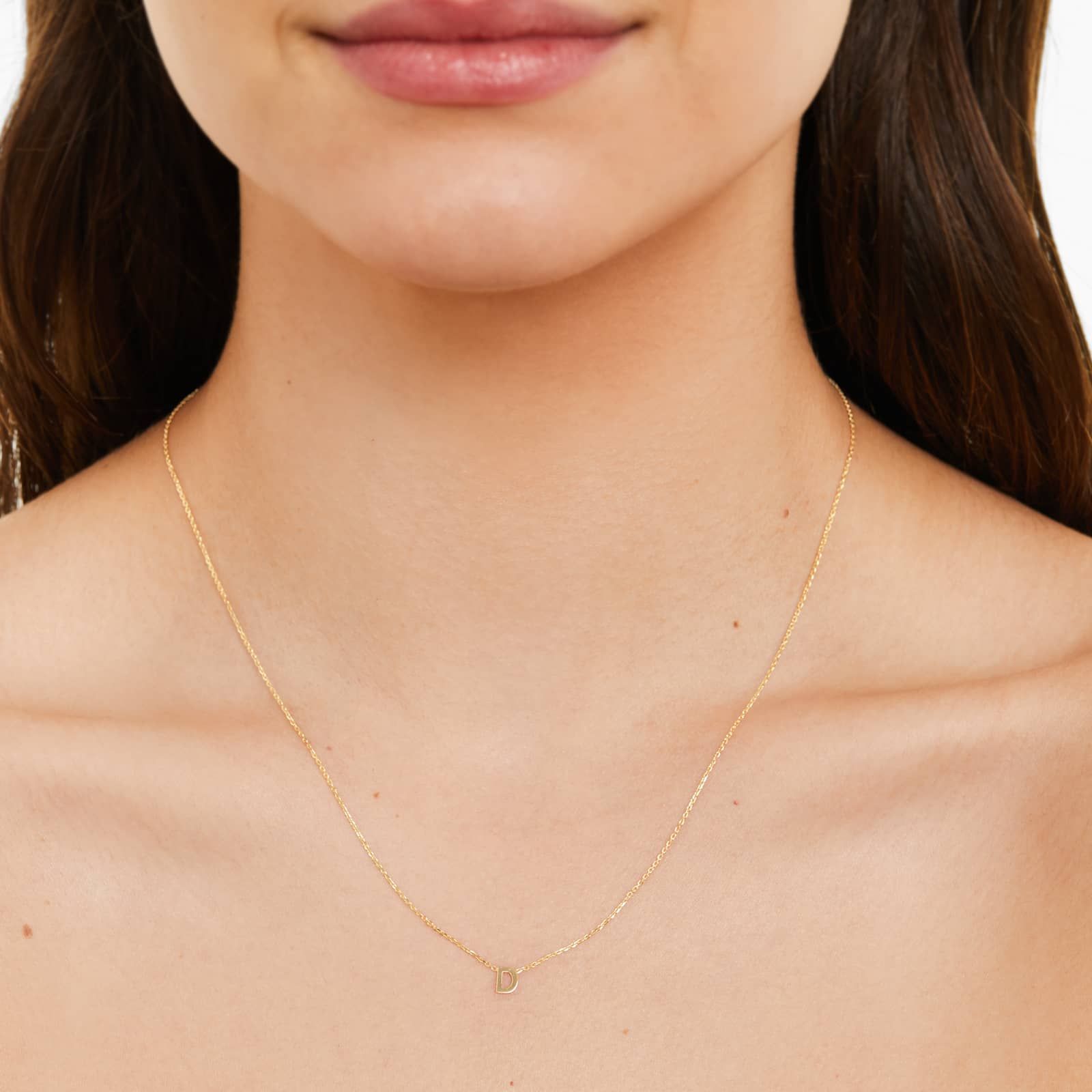 14K Yellow Gold Mini Initial D Necklace