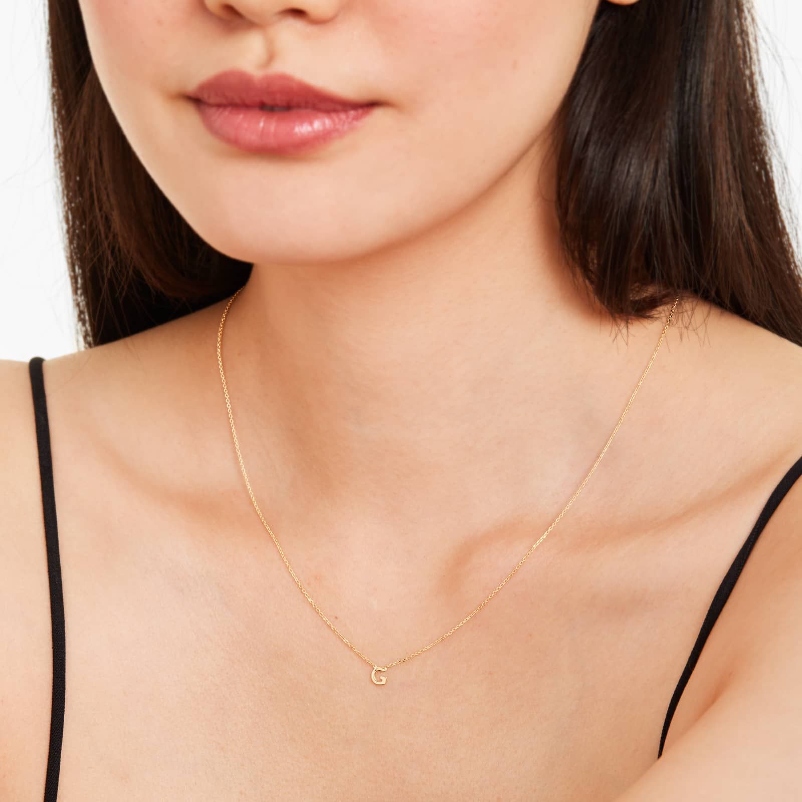 14K Yellow Gold Mini Initial G Necklace