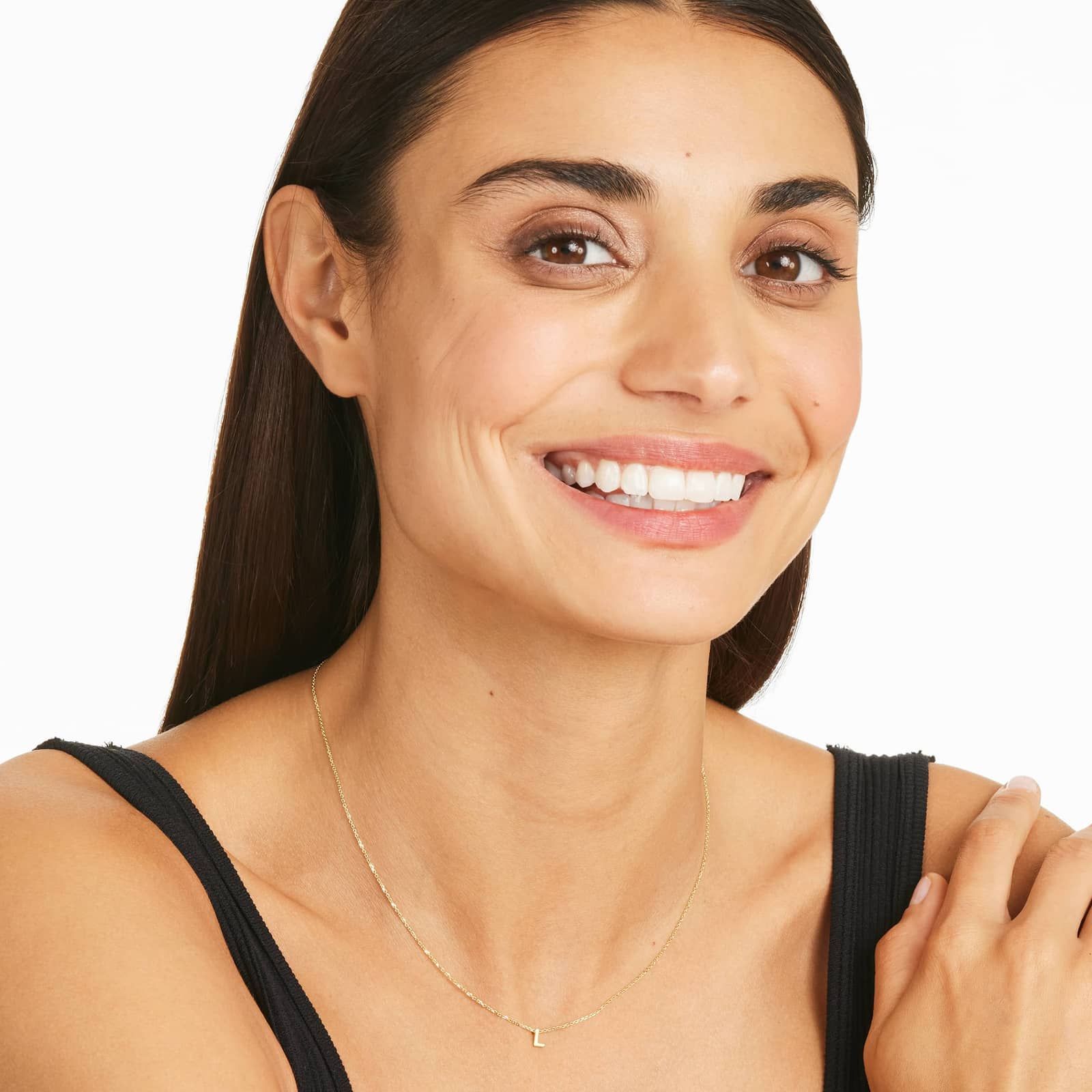 14K Yellow Gold Mini Initial L Necklace