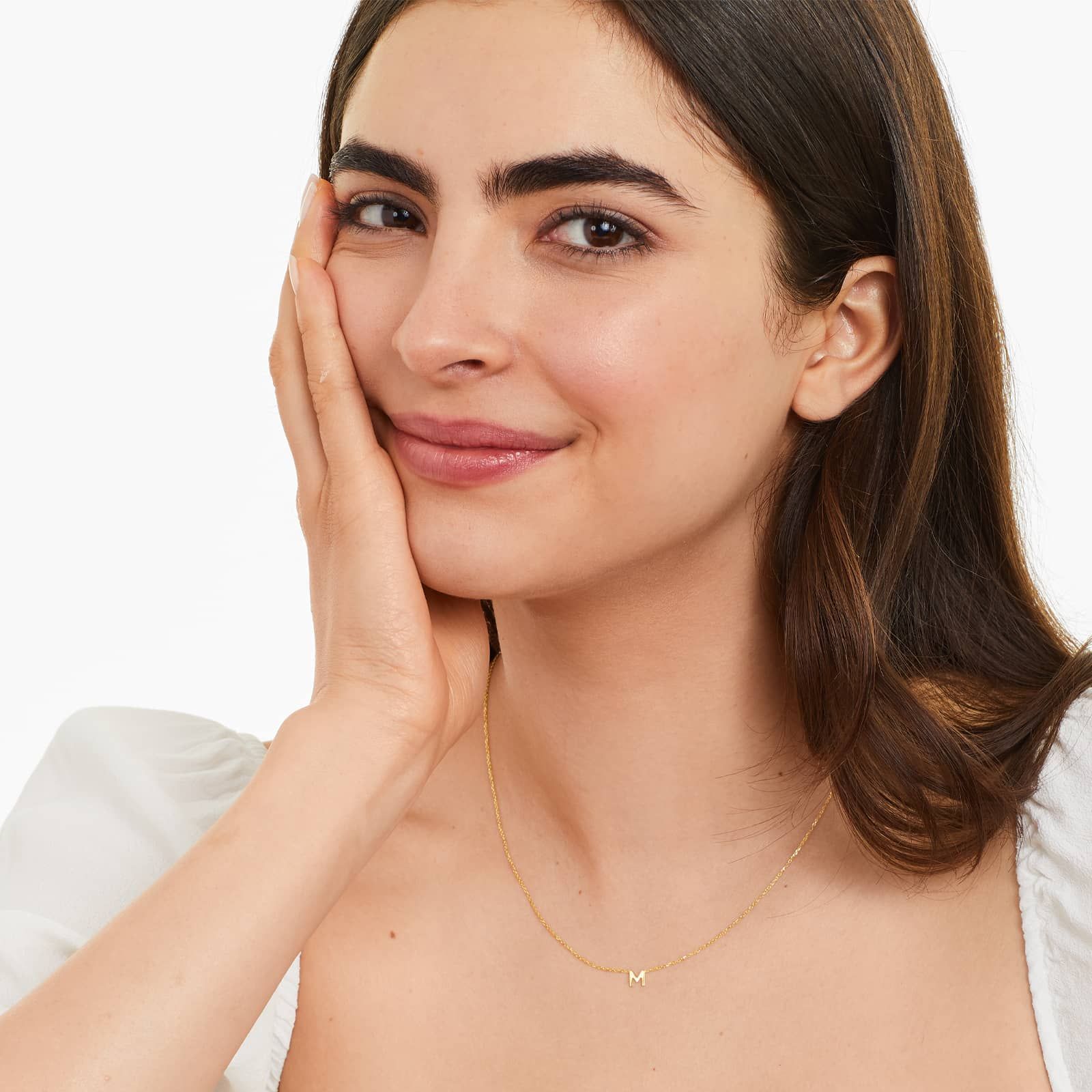 14K Yellow Gold Mini Initial M Necklace