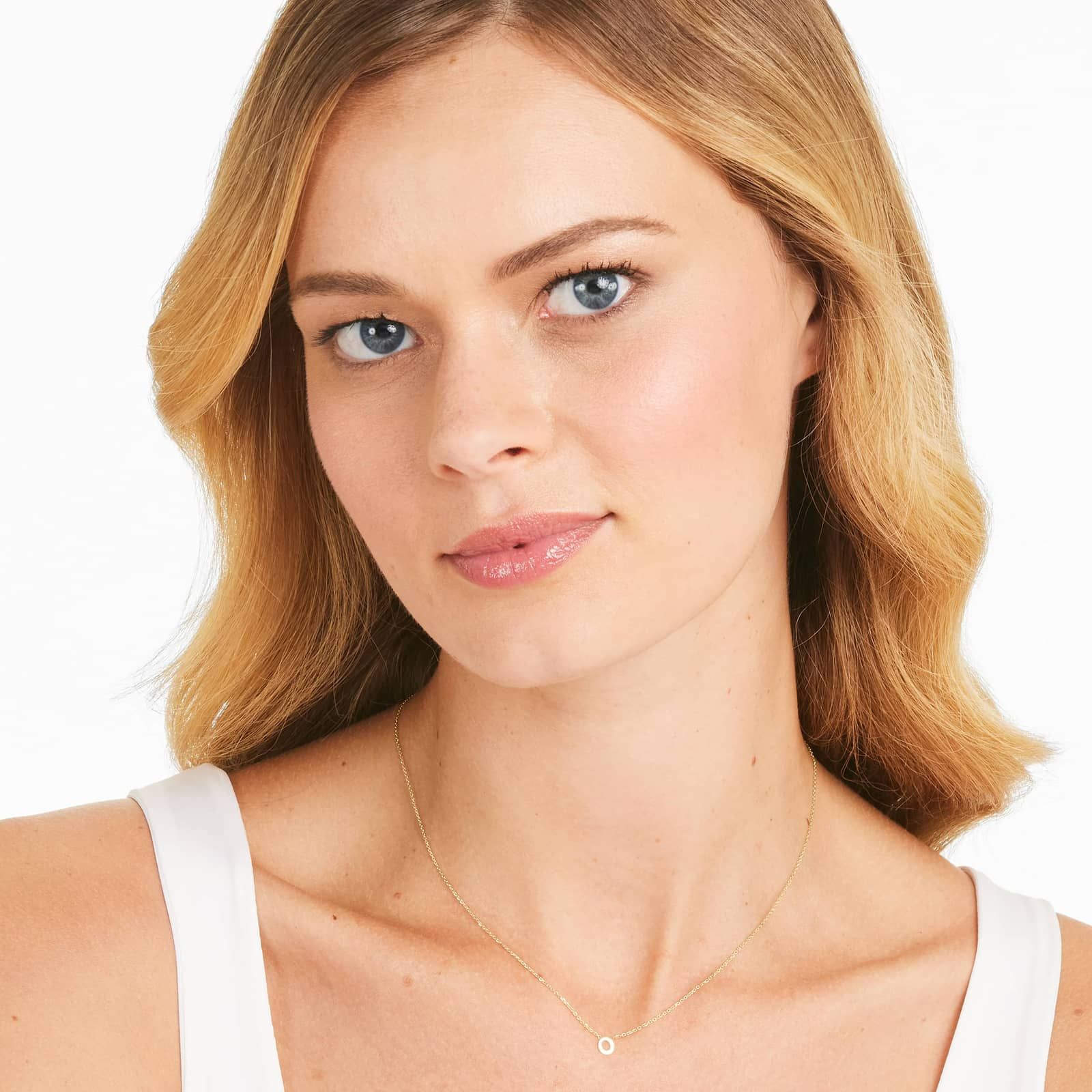 14K Yellow Gold Mini Initial O Necklace
