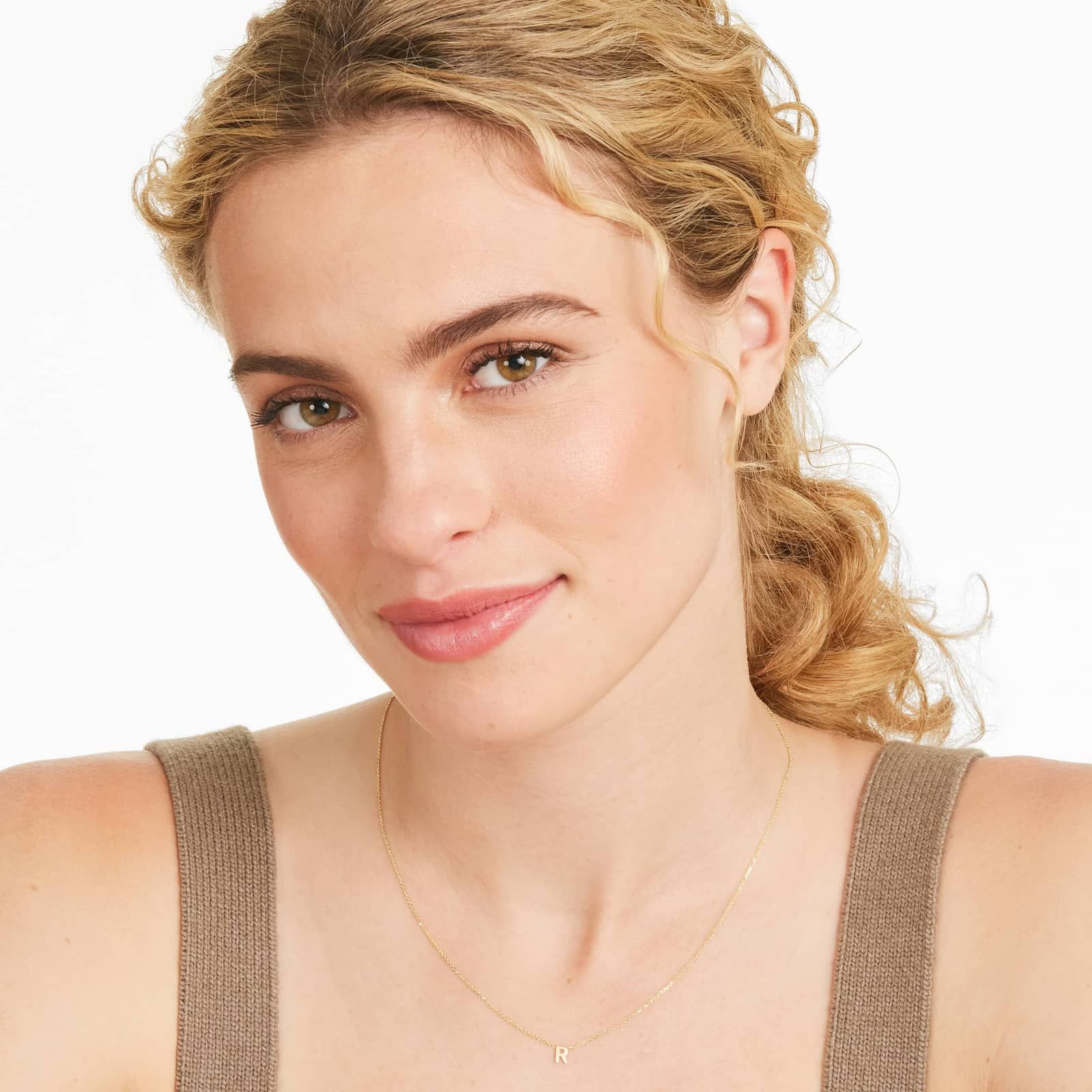 14K Yellow Gold Mini Initial R Necklace