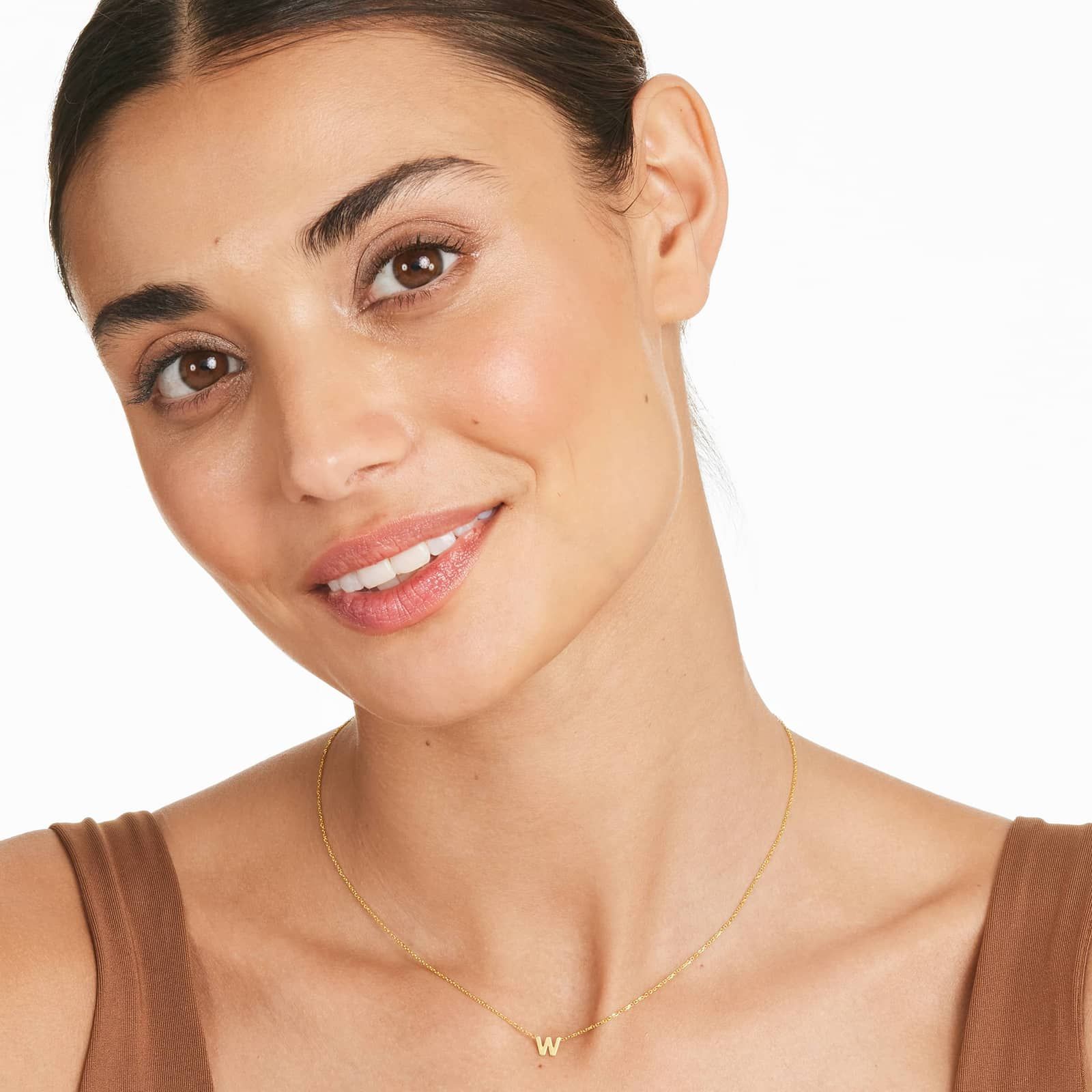 14K Yellow Gold Mini Initial W Necklace