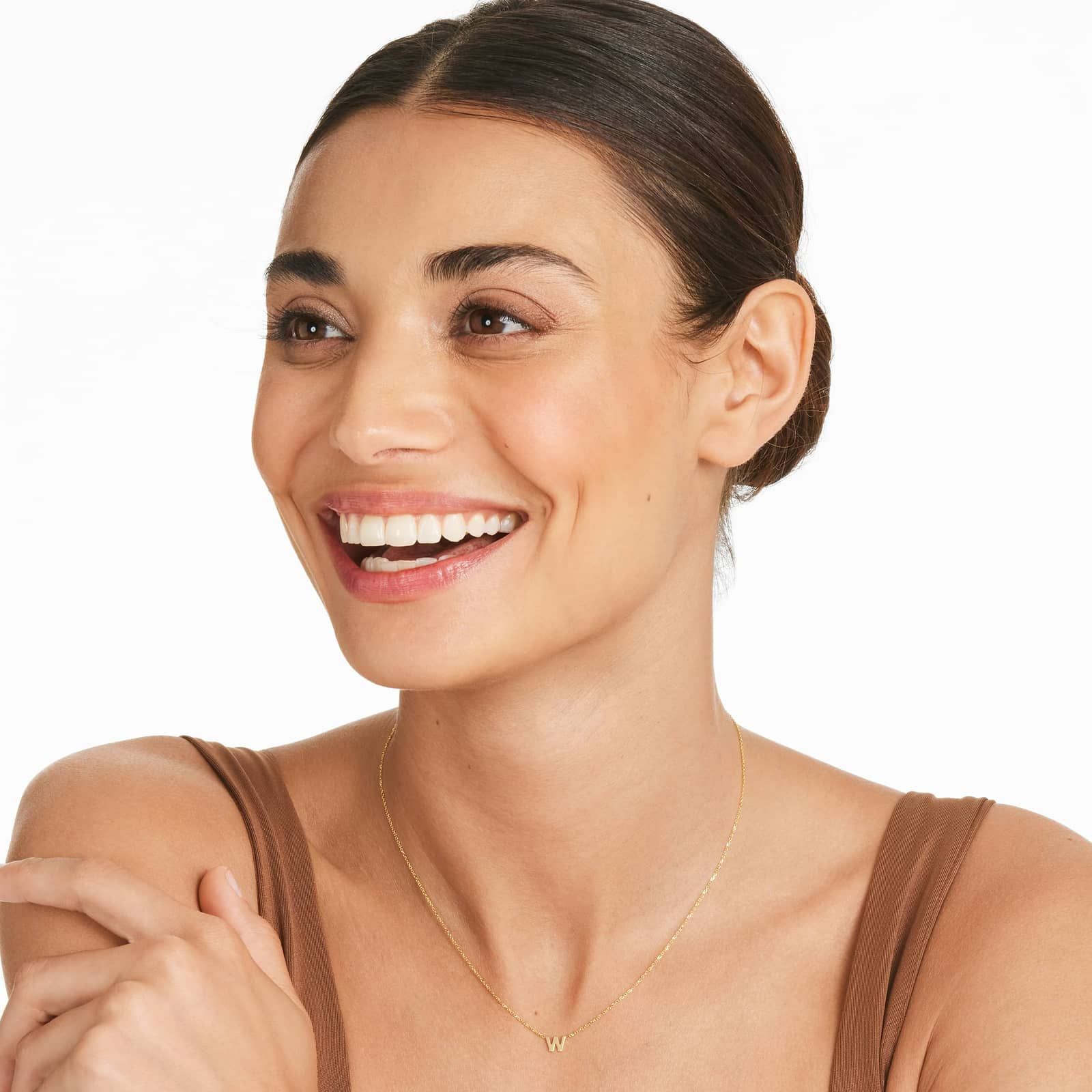 14K Yellow Gold Mini Initial W Necklace