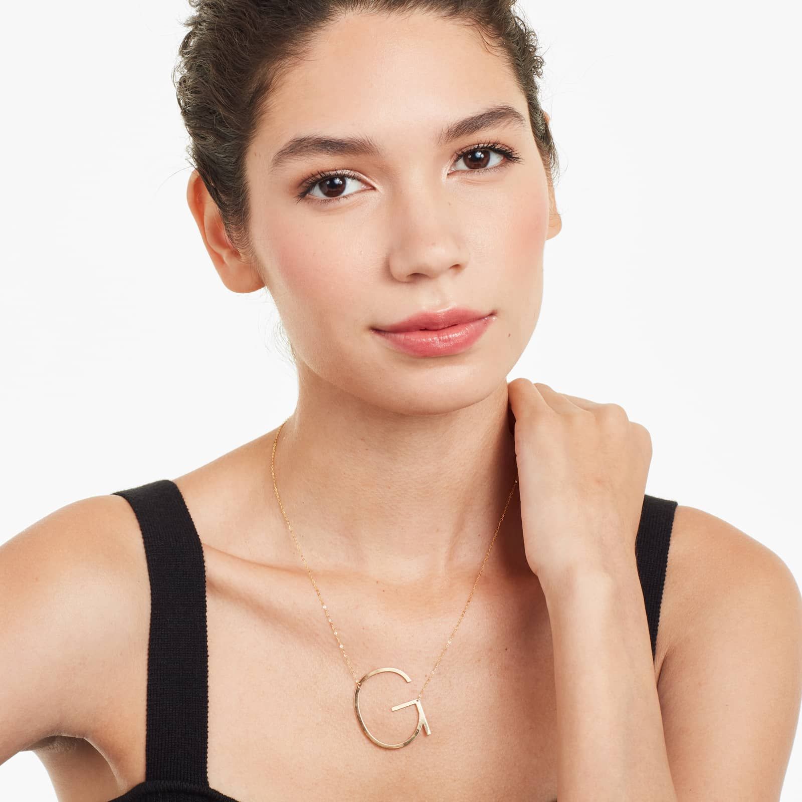 14K Yellow Gold Large Initial G Necklace