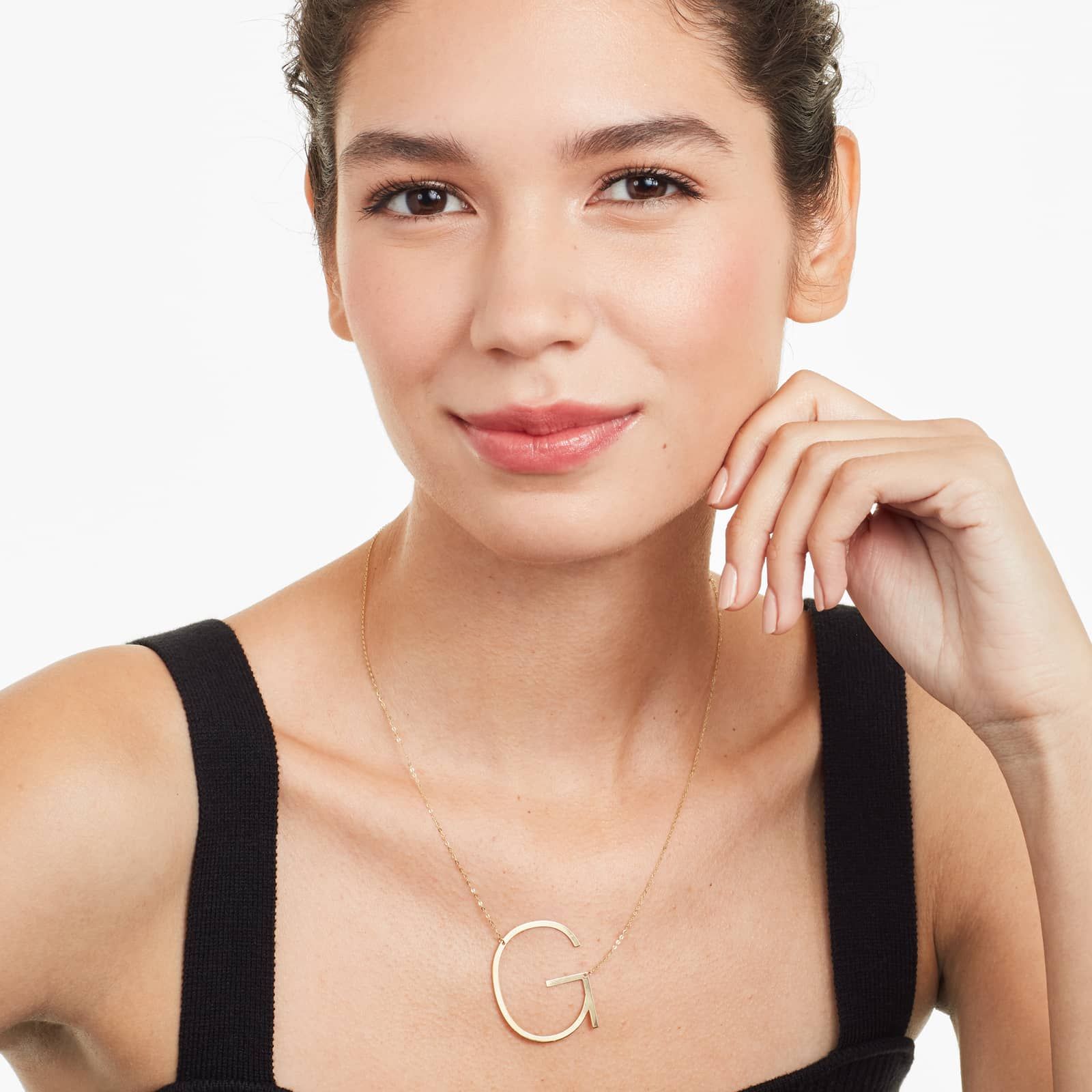 14K Yellow Gold Large Initial G Necklace