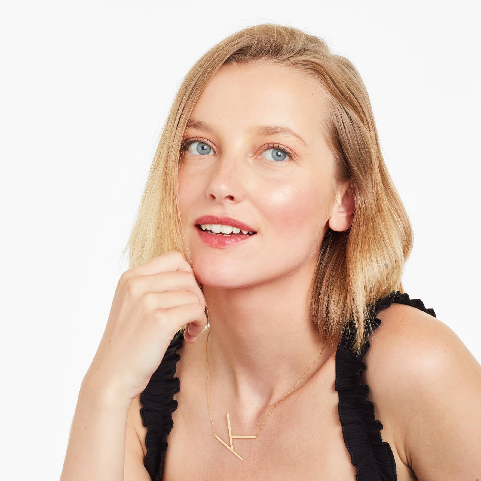 14K Yellow Gold Large Initial K Necklace