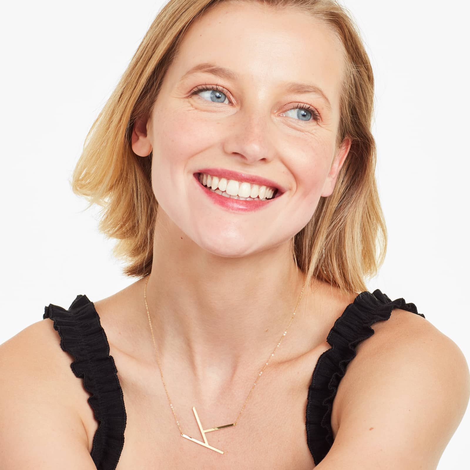 14K Yellow Gold Large Initial K Necklace