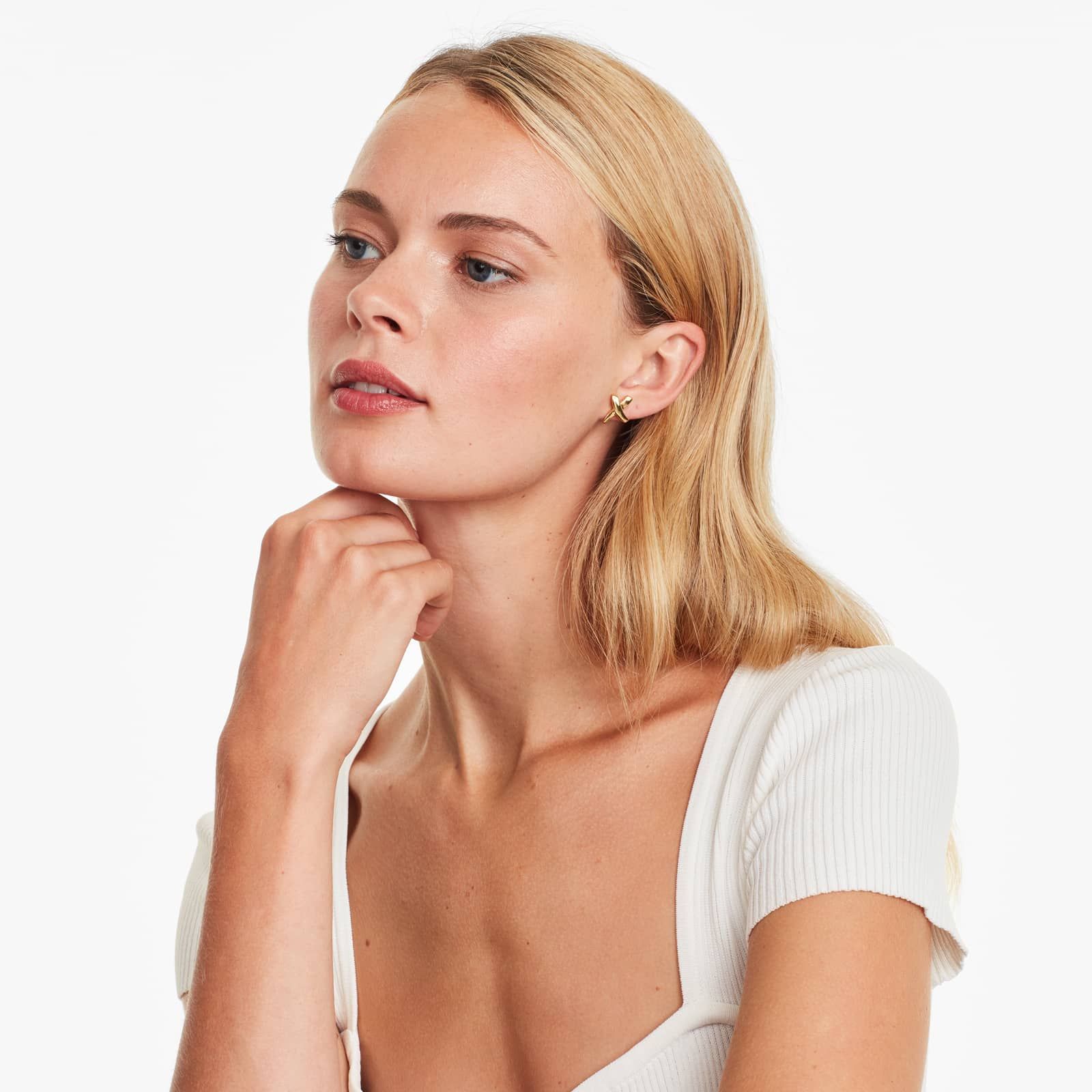 Crossover Stud Earrings In 14K Yellow Gold