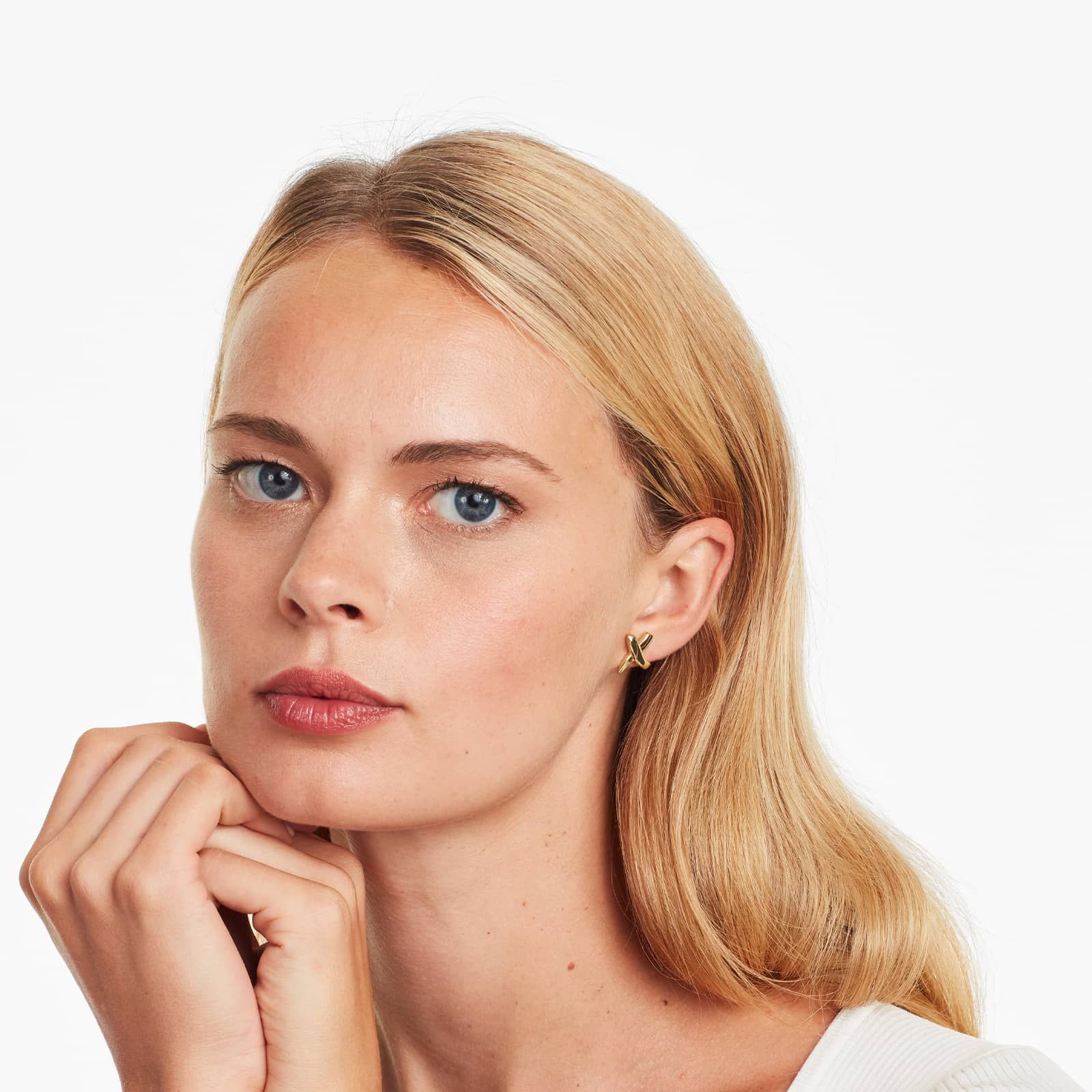 Crossover Stud Earrings In 14K Yellow Gold