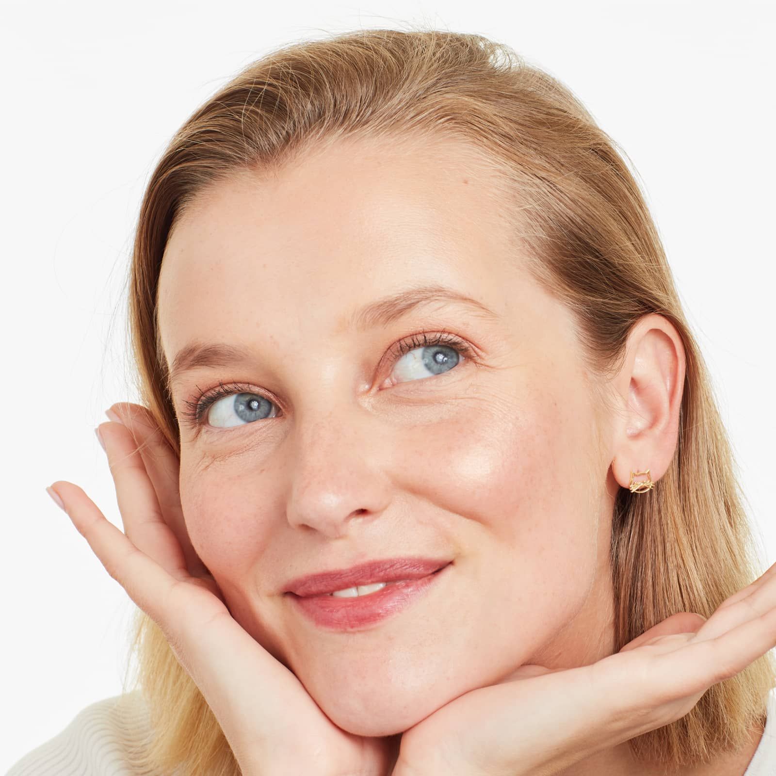 Kitty Cat Stud Earrings In 14K Yellow Gold