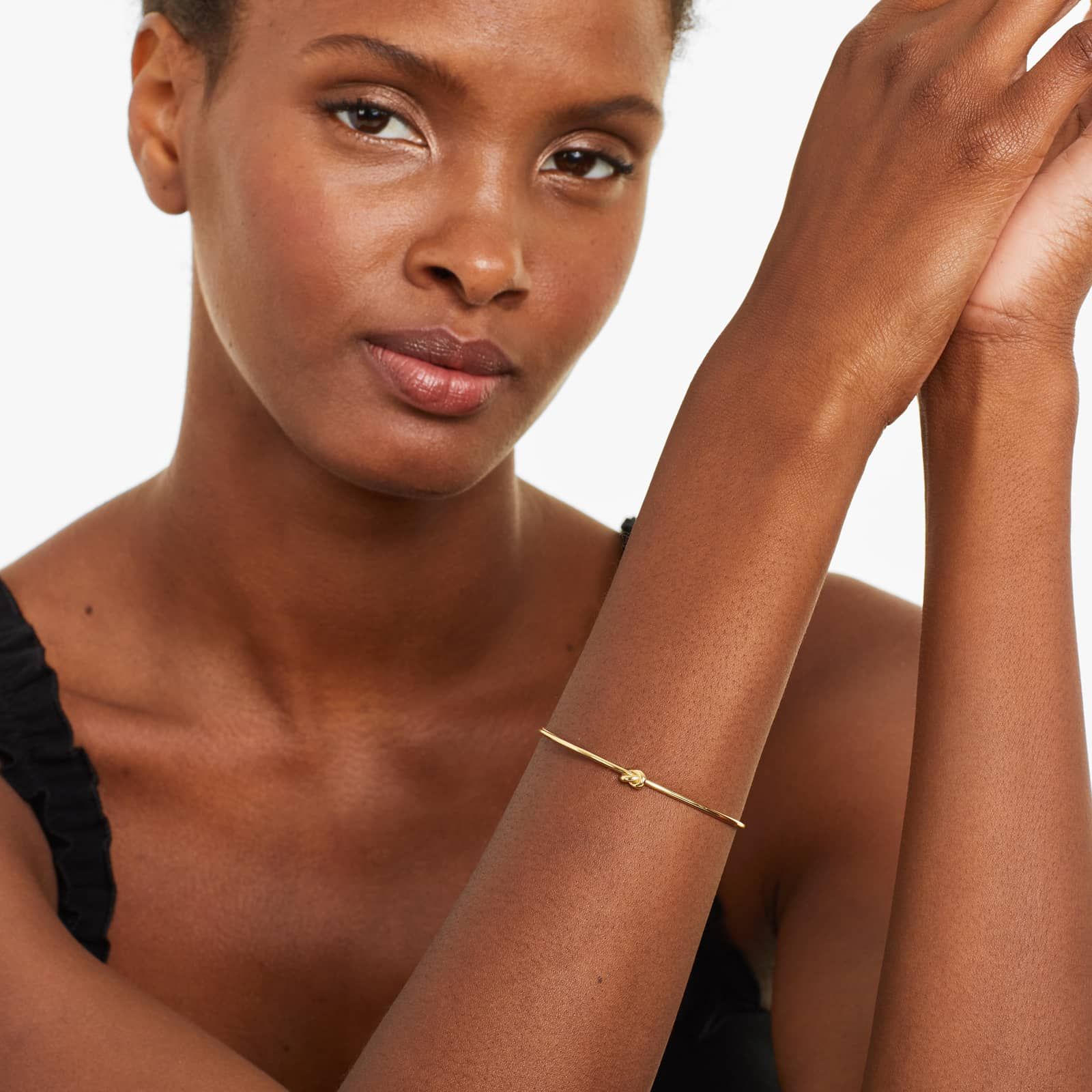 Love Knot Cuff Bangle Bracelet In 14K Yellow Gold