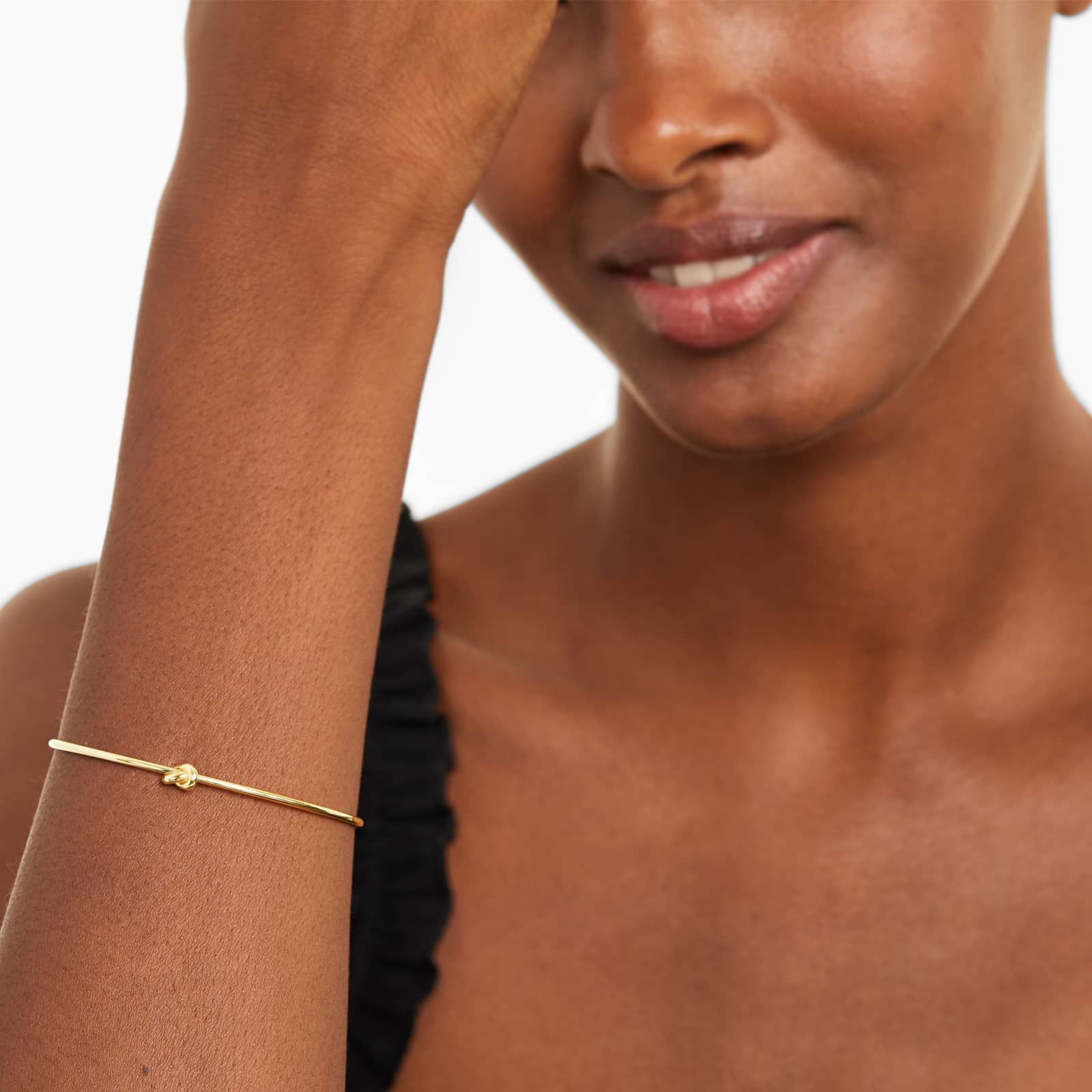 Love Knot Cuff Bangle Bracelet In 14K Yellow Gold