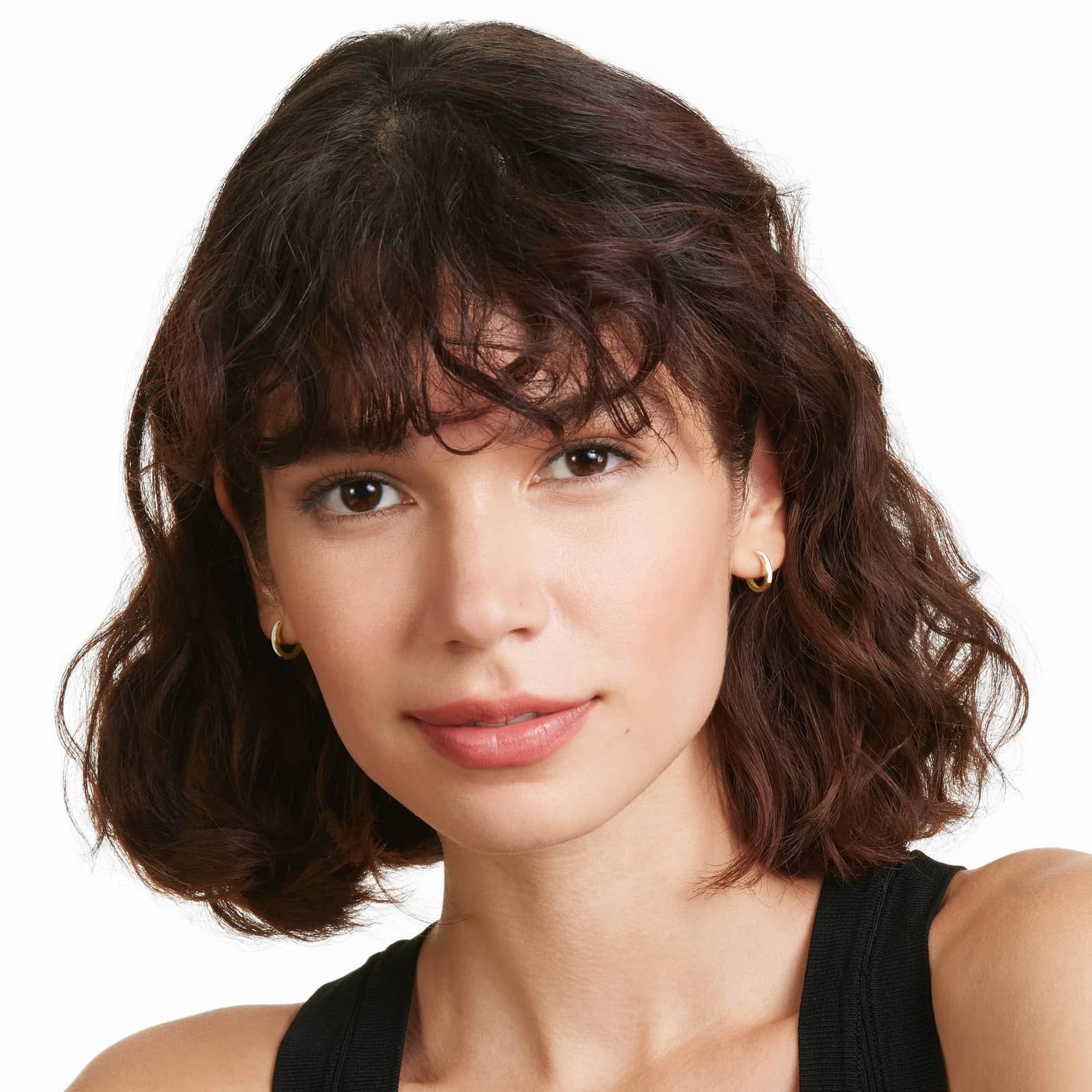 White Enamel Huggie Hoop Earrings In 14K Yellow Gold