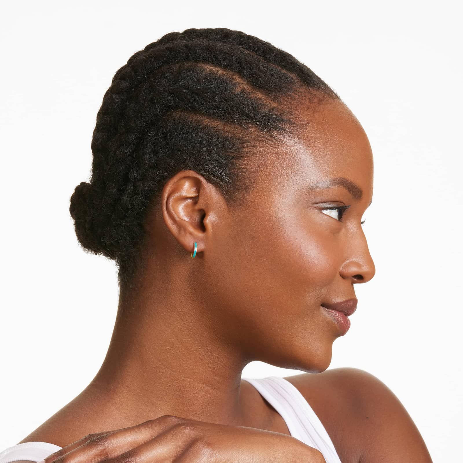 Turquoise Enamel Huggie Hoop Earrings In 14K Yellow Gold