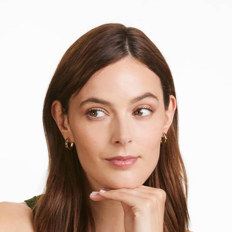 Black Enamel Hoop Earrings In 14K Yellow Gold