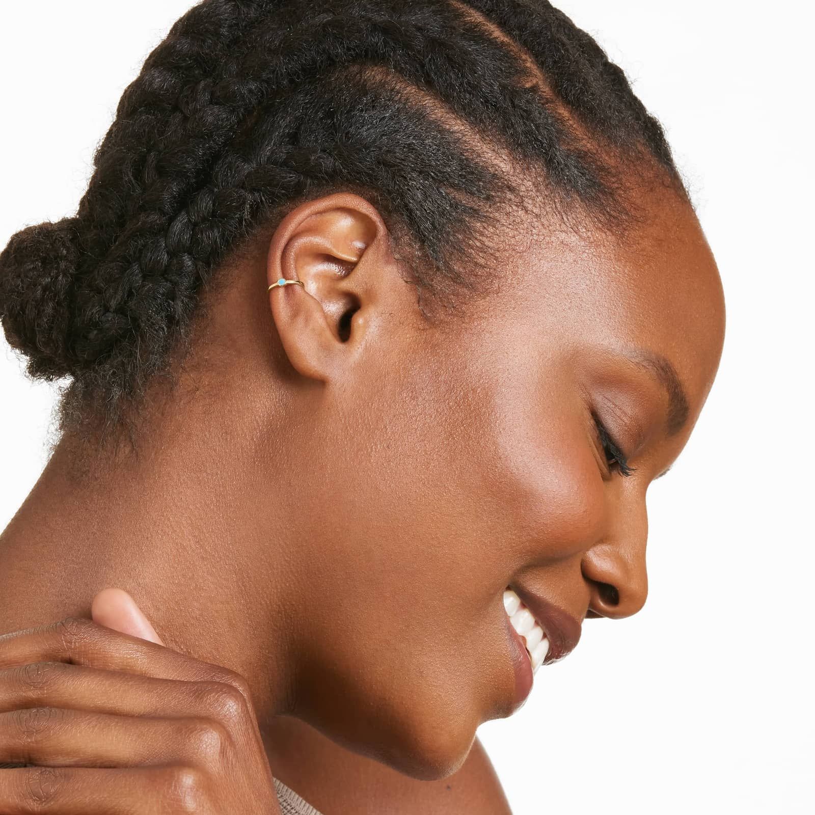 Turquoise Enamel Ear Cuffs In 14K Yellow Gold