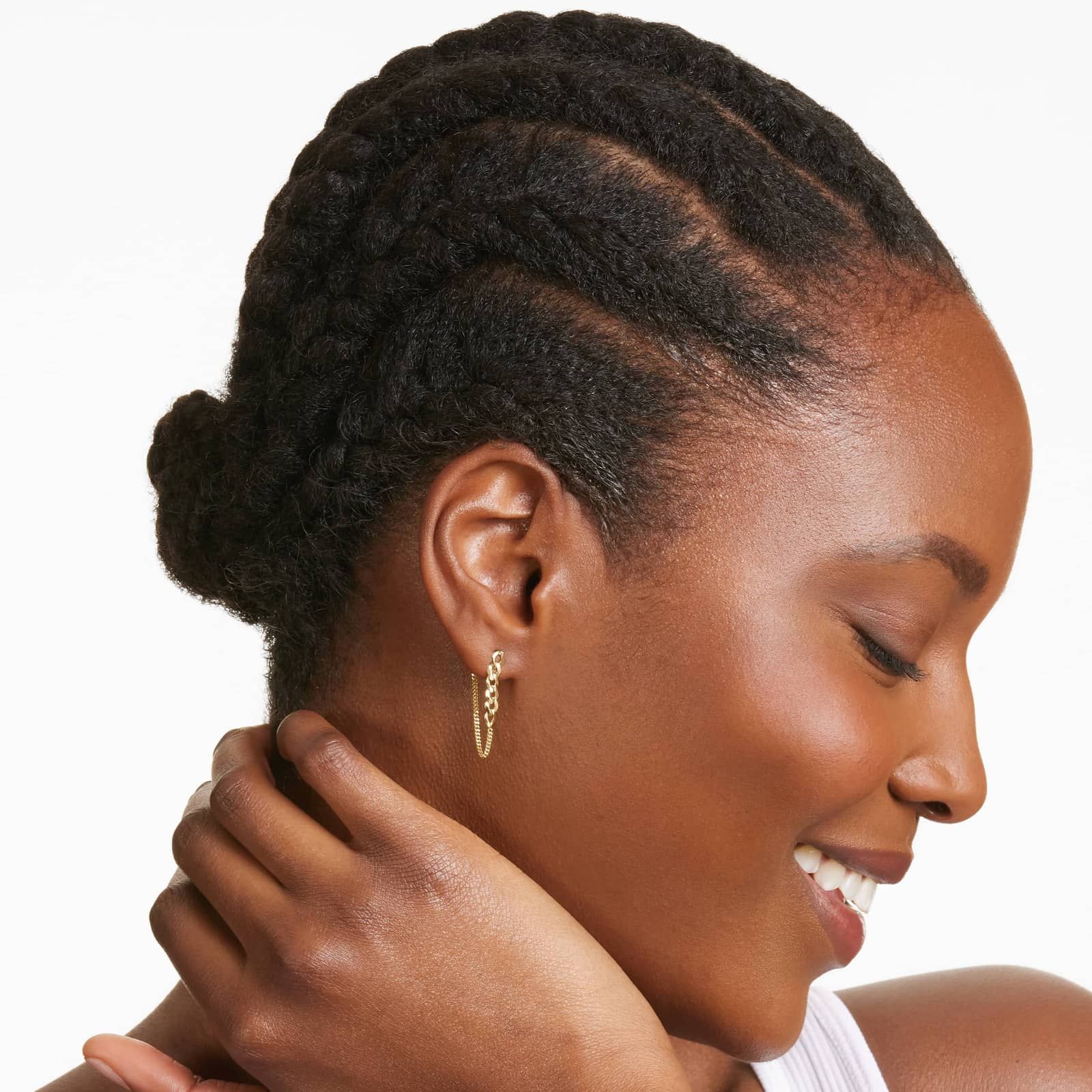 Front To Back Curb Chain Earrings In 14K Yellow Gold