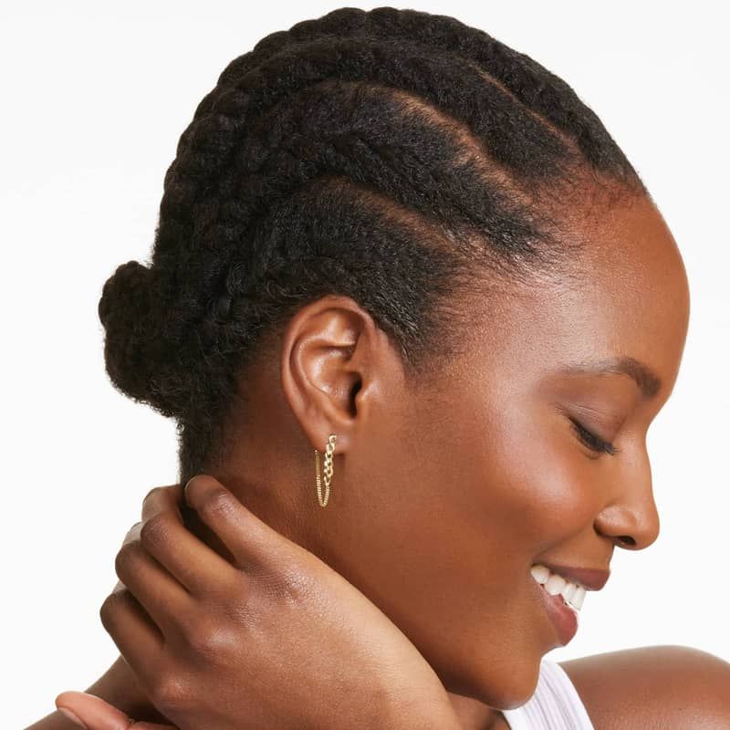 Front To Back Curb Chain Earrings In 14K Yellow Gold