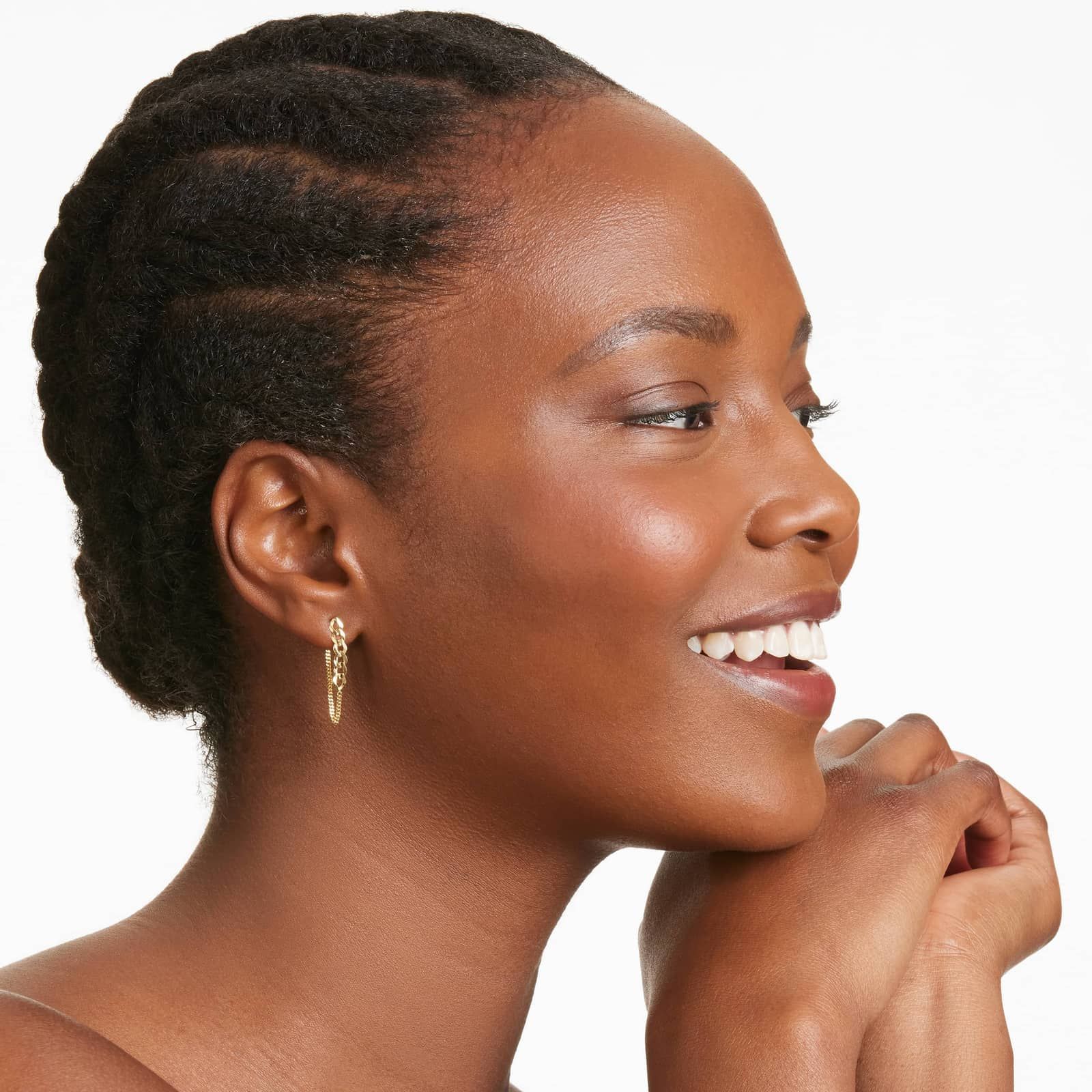 Front To Back Curb Chain Earrings In 14K Yellow Gold