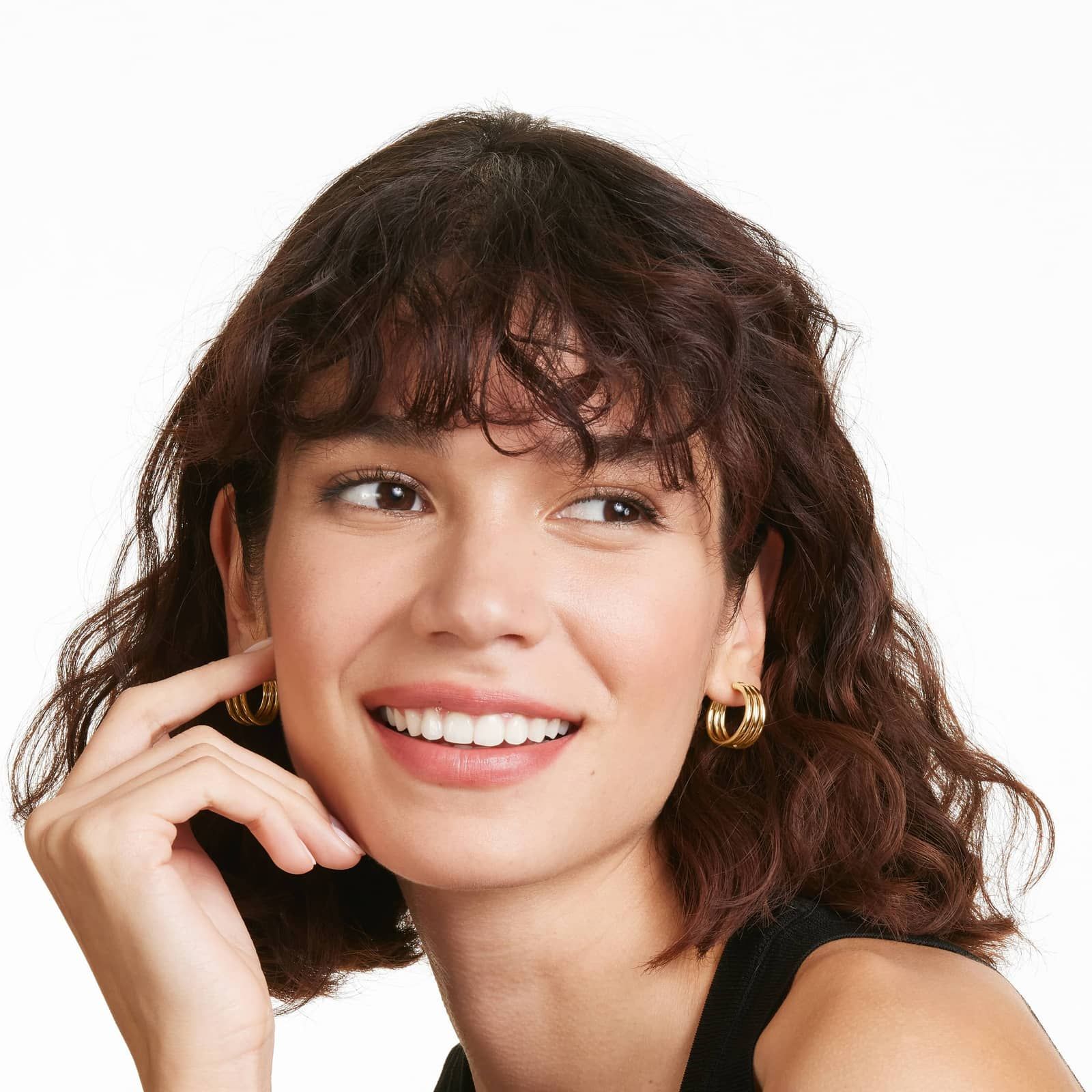 Round 3-Row Graduated Earrings In 14K Yellow Gold