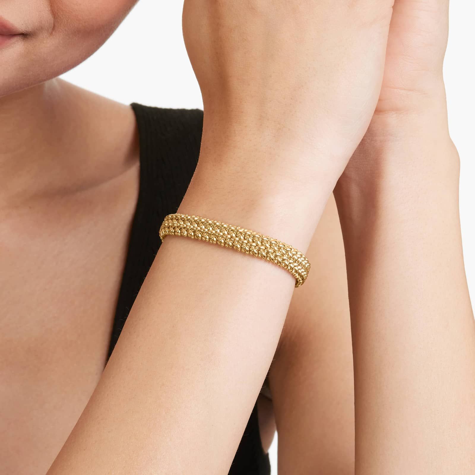 Fancy Double Braid Bracelet In 14K Yellow Gold