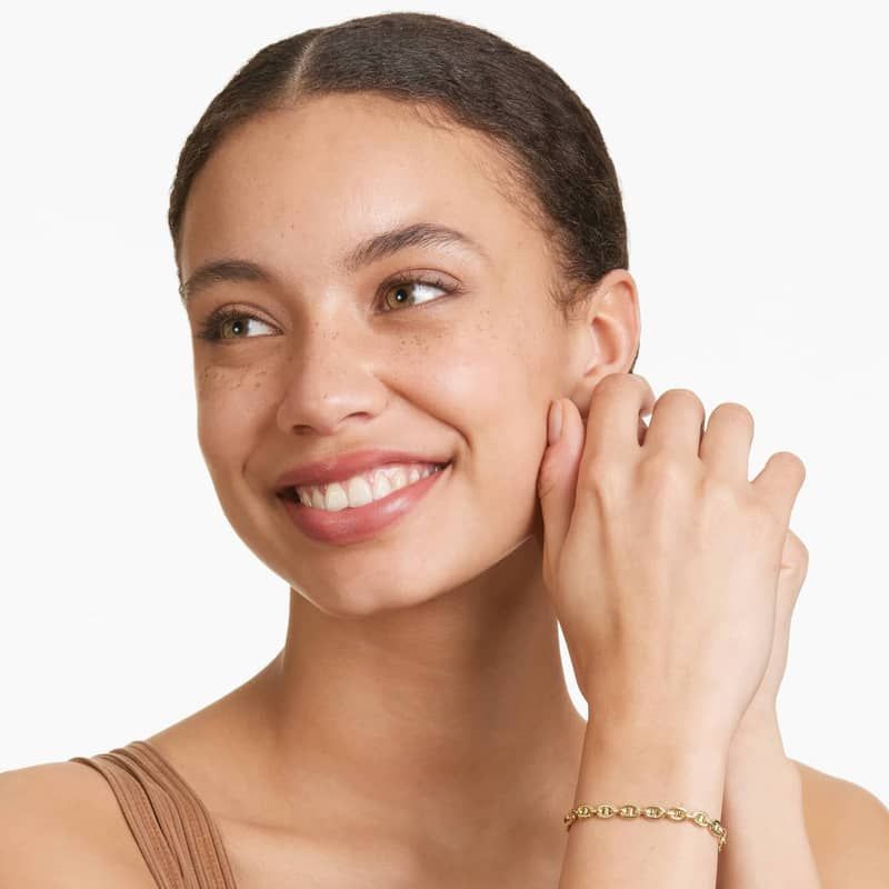 Light Puffed Mariner Chain Bracelet In 14K Yellow Gold