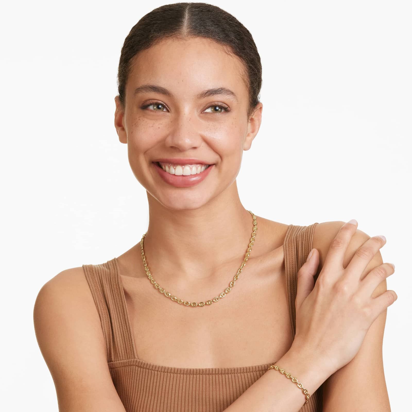 Light Puffed Mariner Chain Bracelet In 14K Yellow Gold