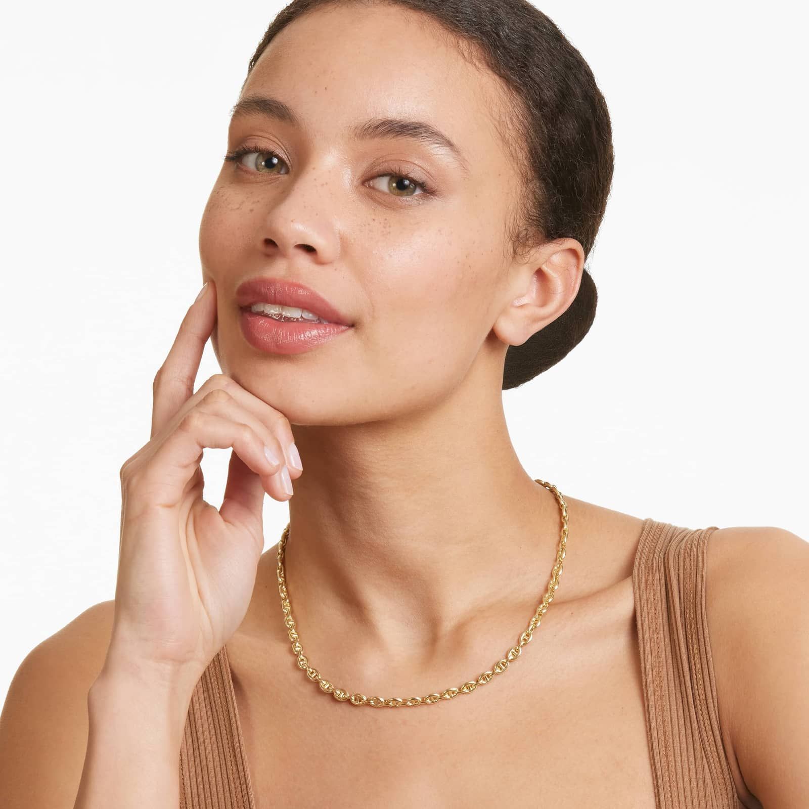 14K Yellow Gold 5.4mm Light Puffed Mariner Chain Necklace