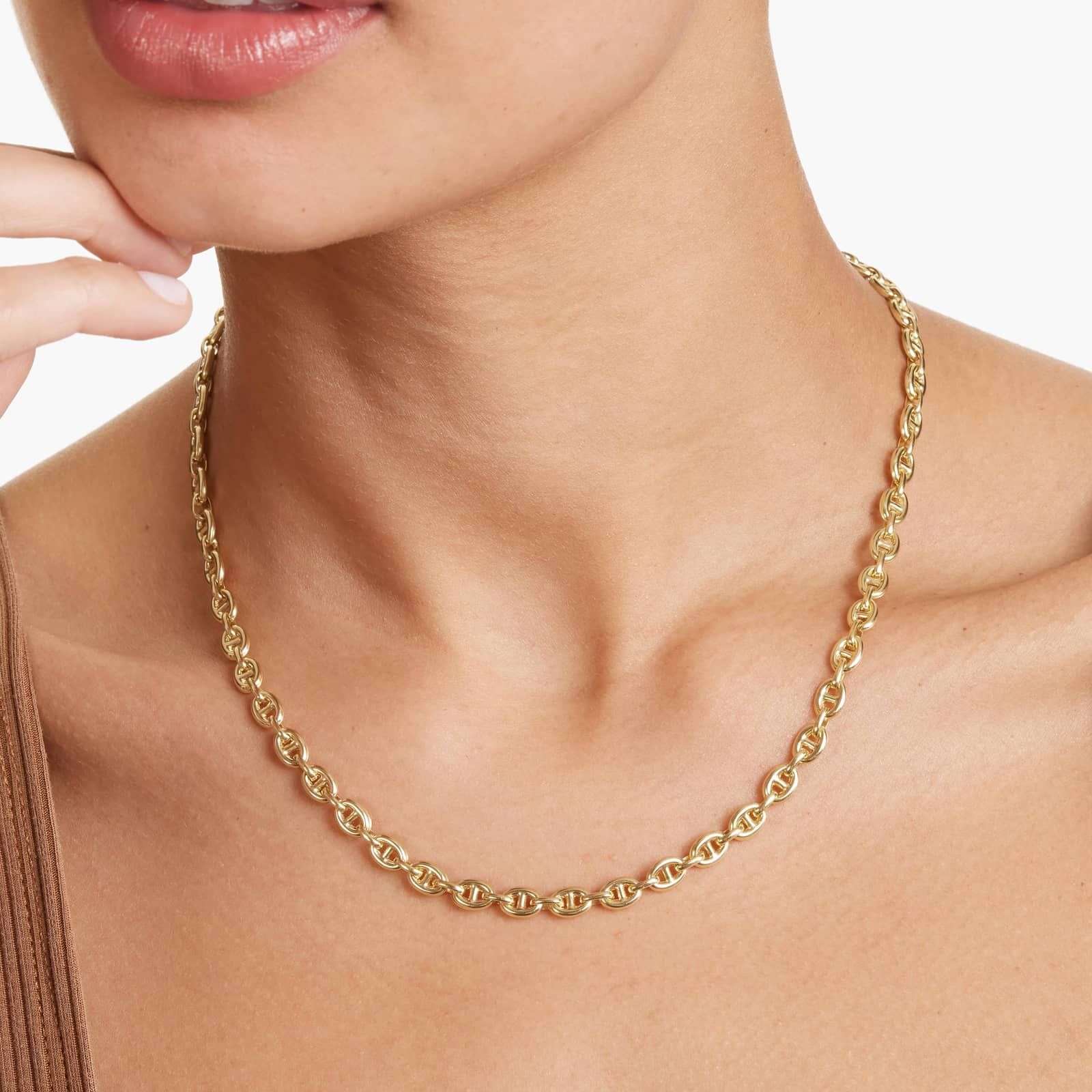 14K Yellow Gold 5.4mm Light Puffed Mariner Chain Necklace