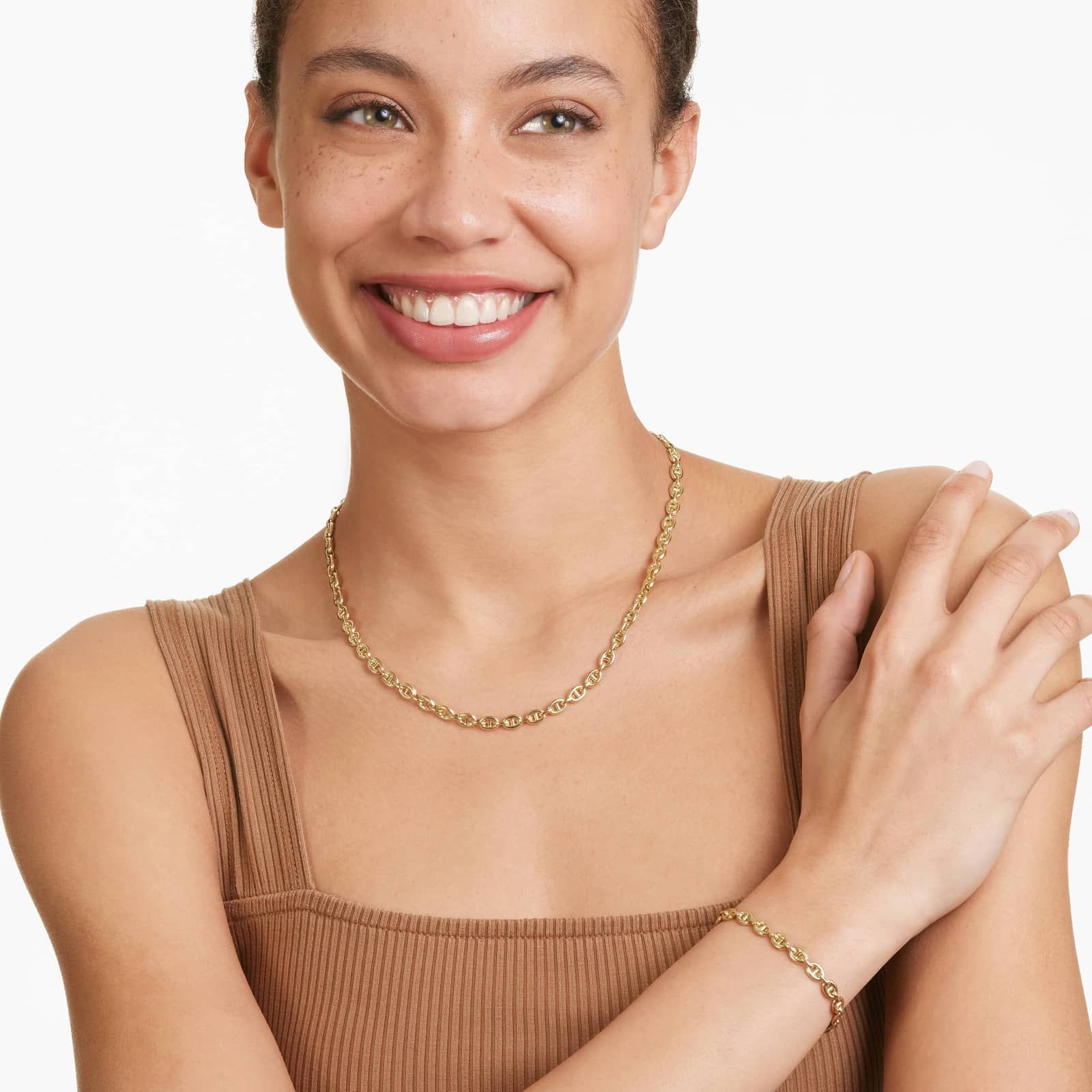 14K Yellow Gold 5.4mm Light Puffed Mariner Chain Necklace