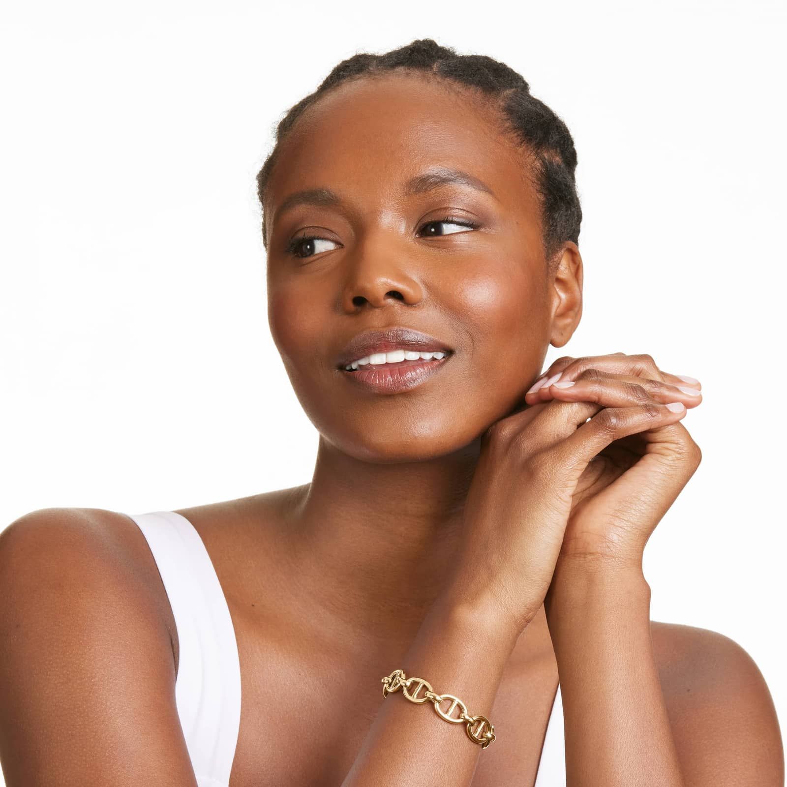 14K Yellow Gold 14mm Flat Mariner Bracelet