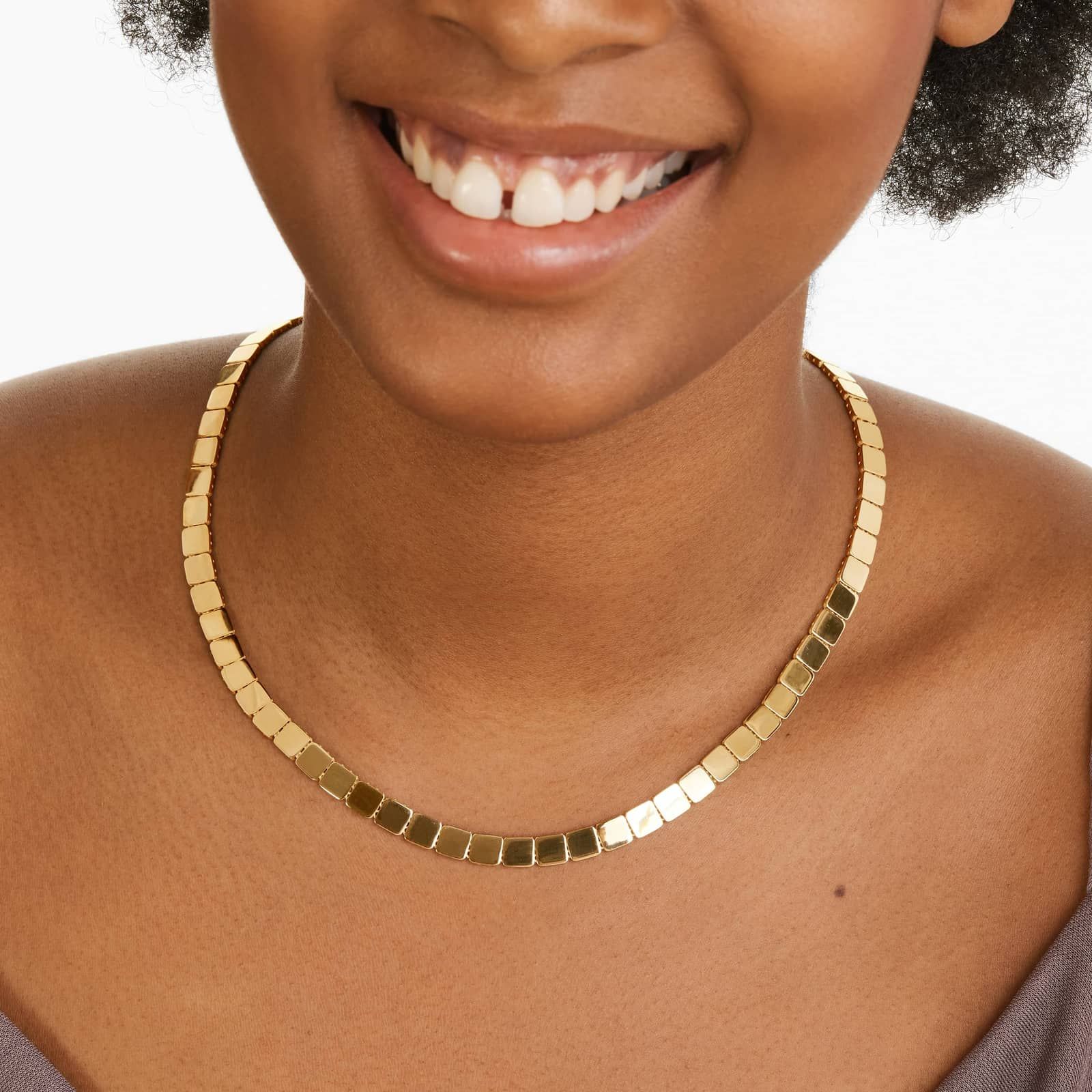 14K Yellow Gold Square Necklace