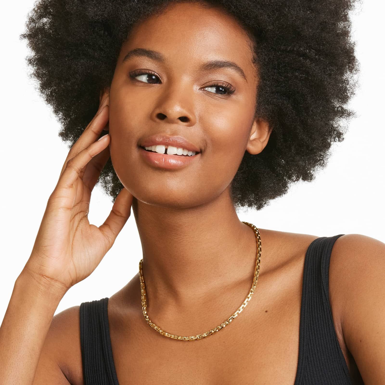 14K Yellow Gold Compressed Cable Link Necklace