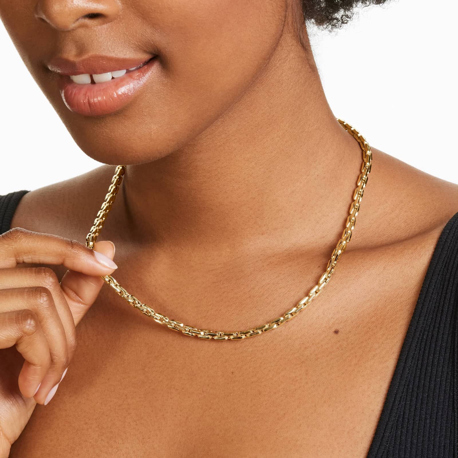 14K Yellow Gold Compressed Cable Link Necklace