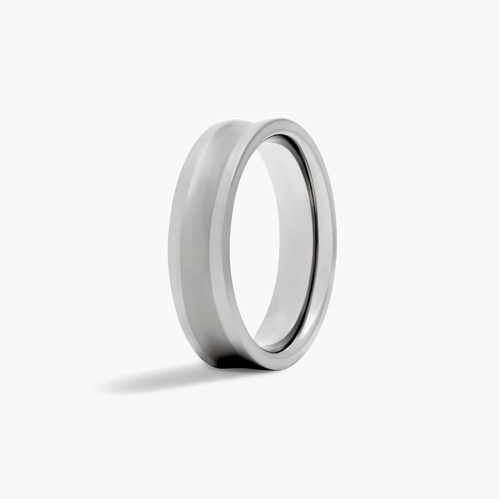 Comfort Fit Concave Design Satin Finish Men's Wedding Band In Titanium (6.00mm)