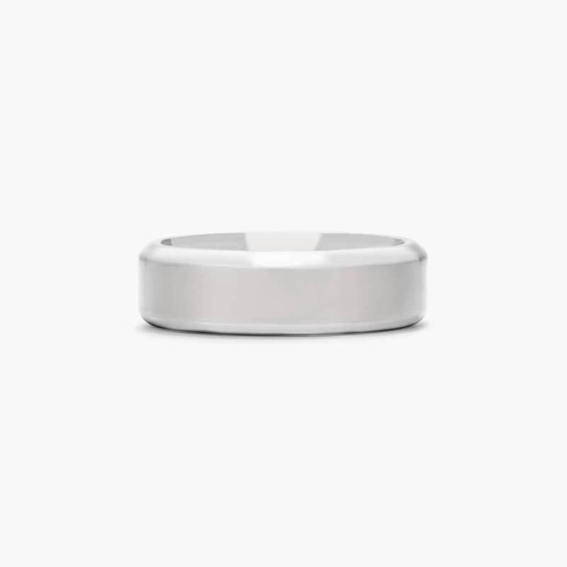 Comfort Fit Satin Finish Beveled Edge Men's Wedding Band In Titanium (7.00mm)