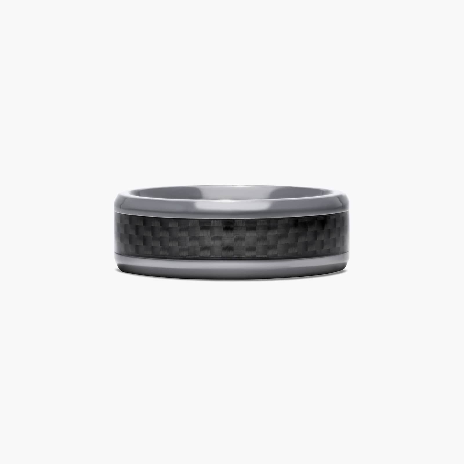 Comfort Fit Carbon Fiber Inlay Men's Wedding Band In Black Titanium (8.00mm)