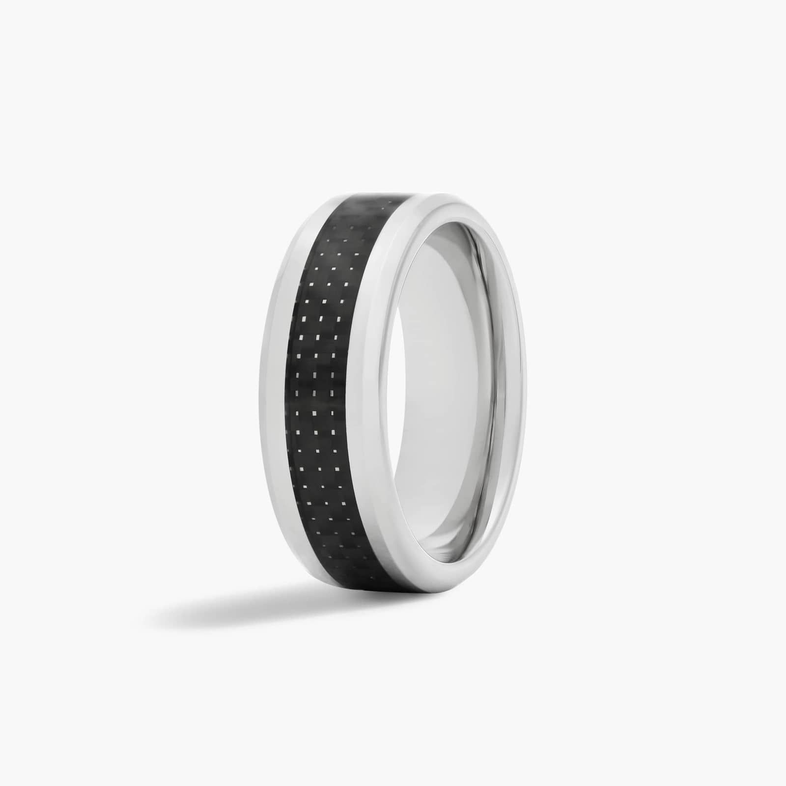 Chrome Comfort Fit Carbon Fiber Inlay Men's Wedding Band In Cobalt (8.00mm)