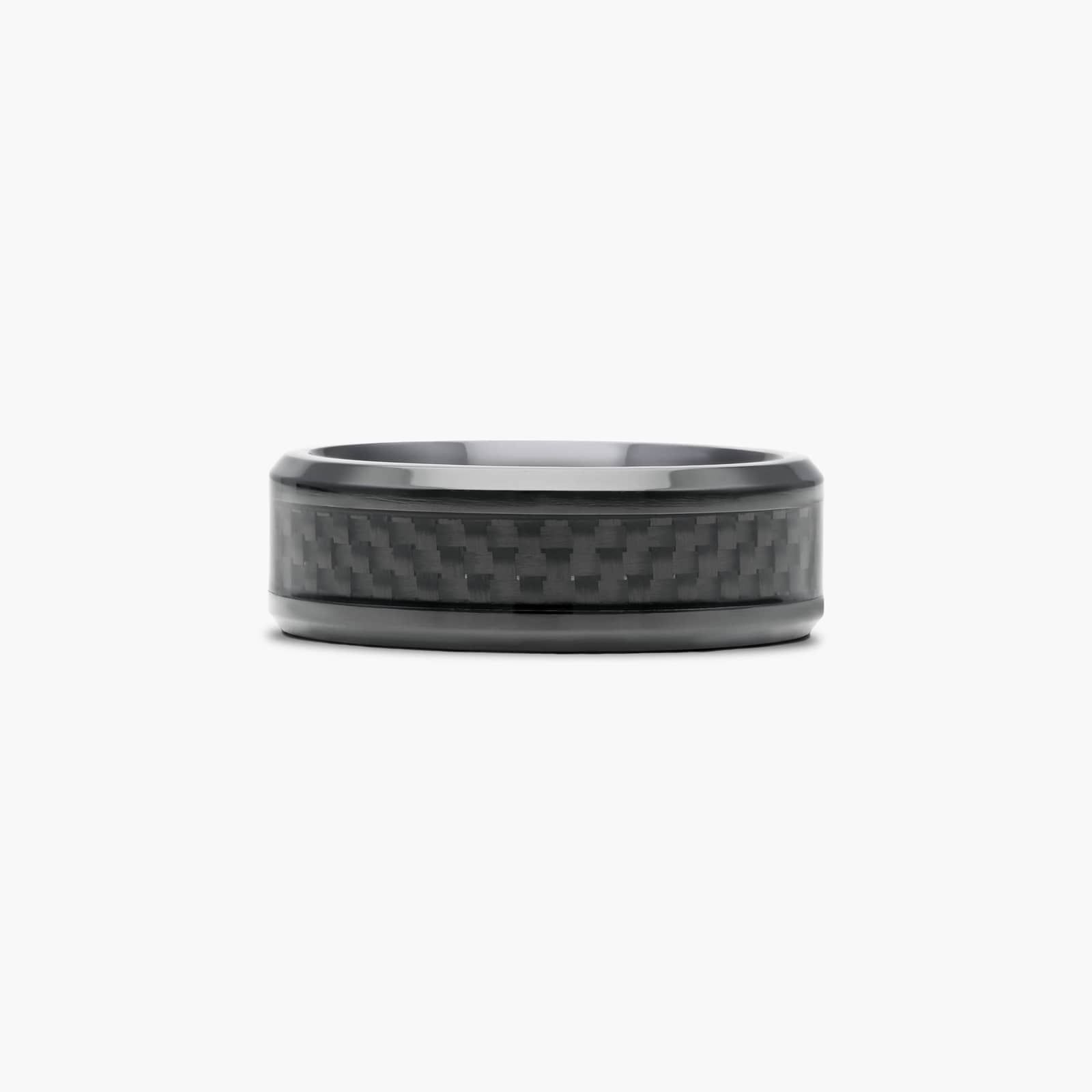 Chrome Comfort Fit Carbon Fiber Inlay Men's Wedding Band In Cobalt