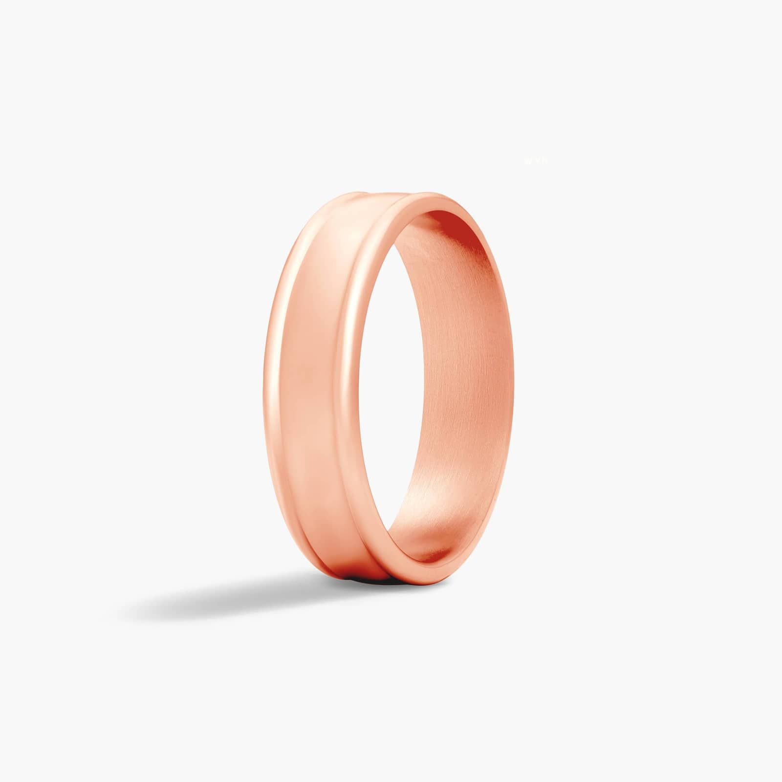 Comfort Fit Grooved Edge Men's Wedding Band In 14K Rose Gold (6.00mm)