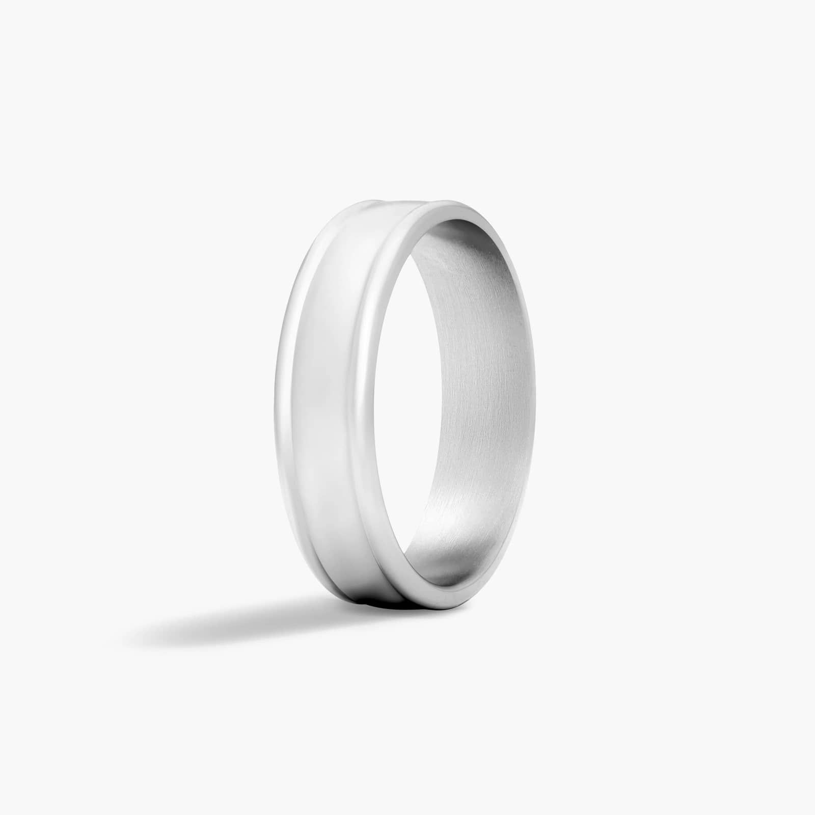 Comfort Fit Grooved Edge Men's Wedding Band In Platinum (6.00mm)