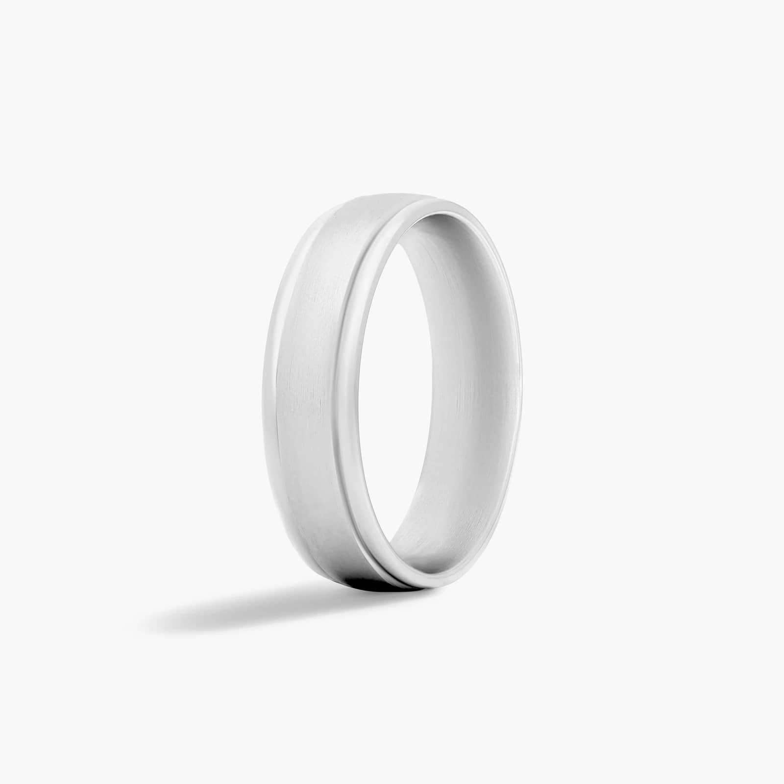 Comfort Fit Grooved Men's Wedding Band In Platinum (6.00mm)
