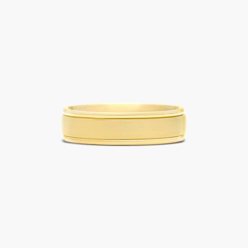Comfort Fit Grooved Men's Wedding Band In 14K Yellow Gold (6.00mm)