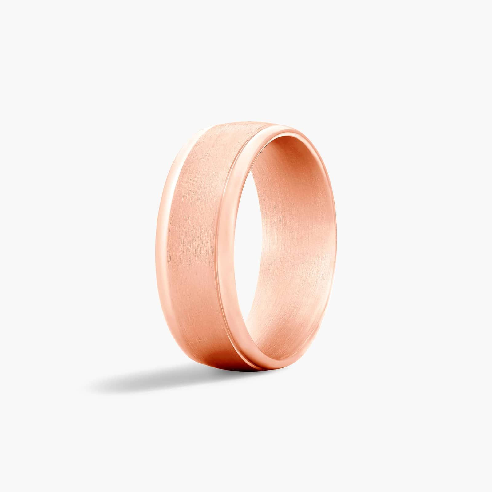 Comfort Fit Grooved Men's Wedding Band In 14K Rose Gold (8.00mm)