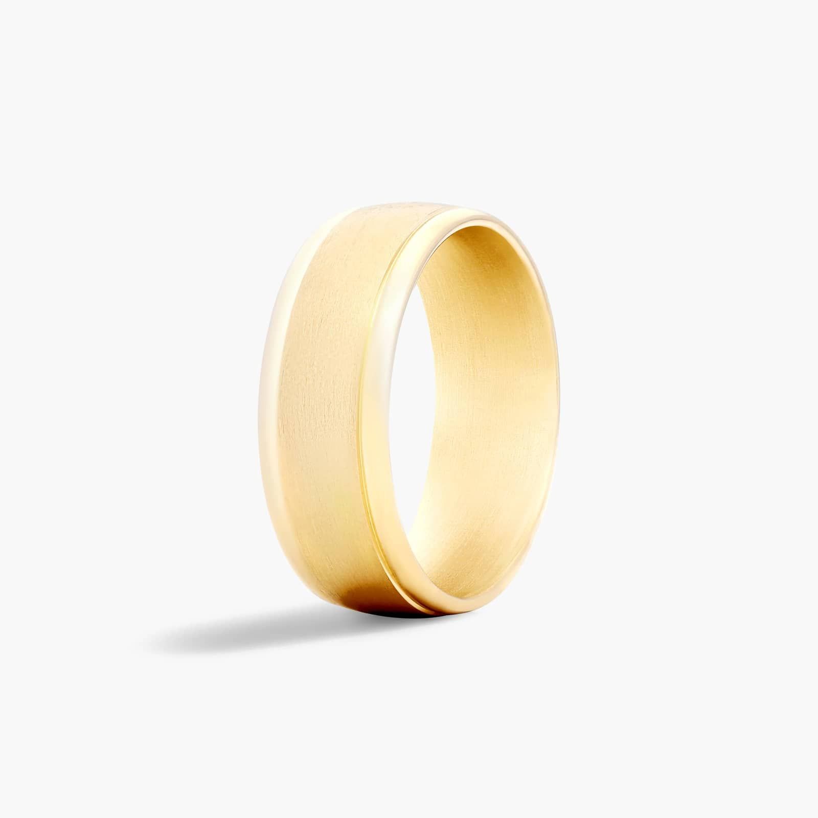 Comfort Fit Grooved Contemporary Men's Wedding Band In 18K Yellow Gold (8.00mm)