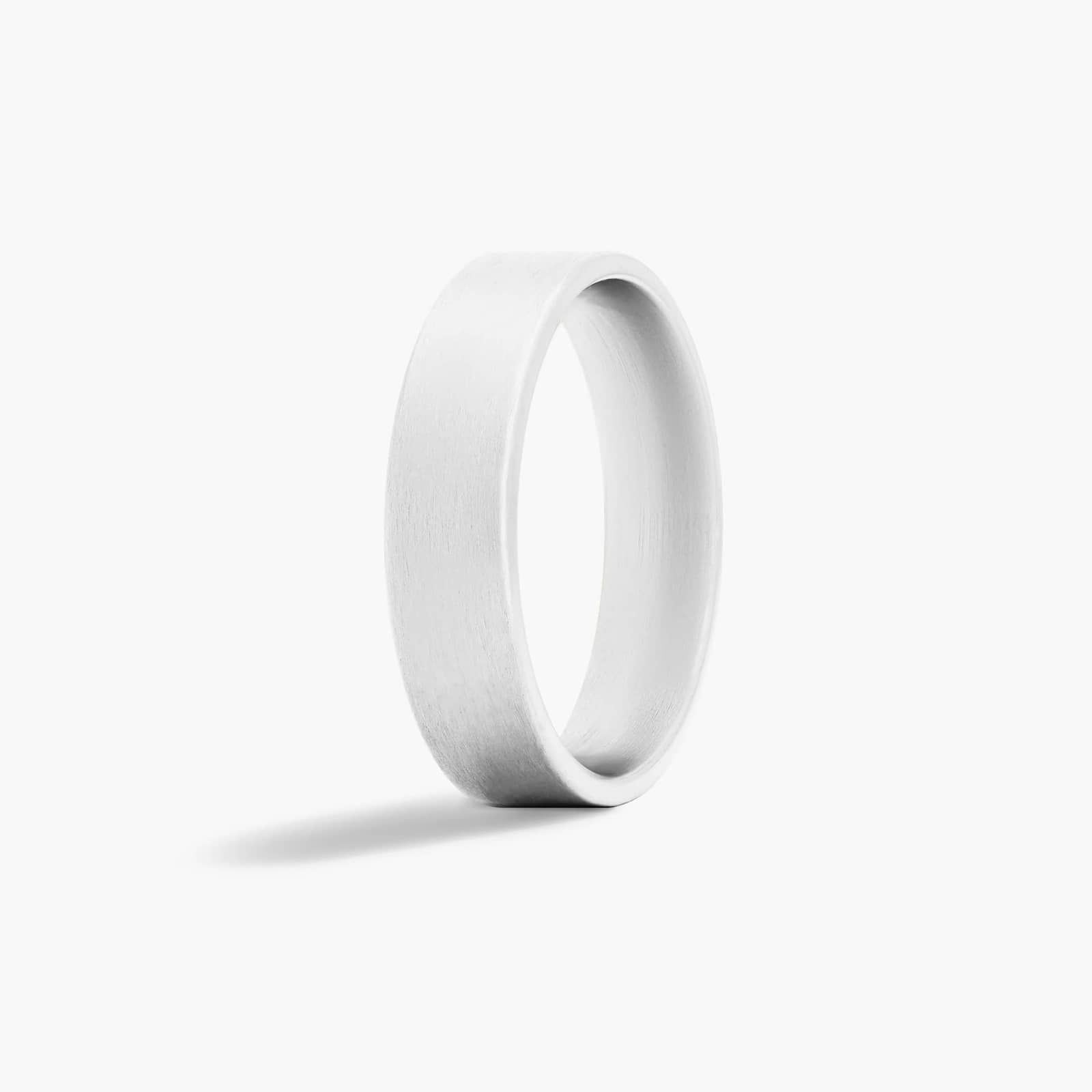 Comfort Fit Flat Satin Finish Men's Wedding Band In 18K White Gold (6.00mm)