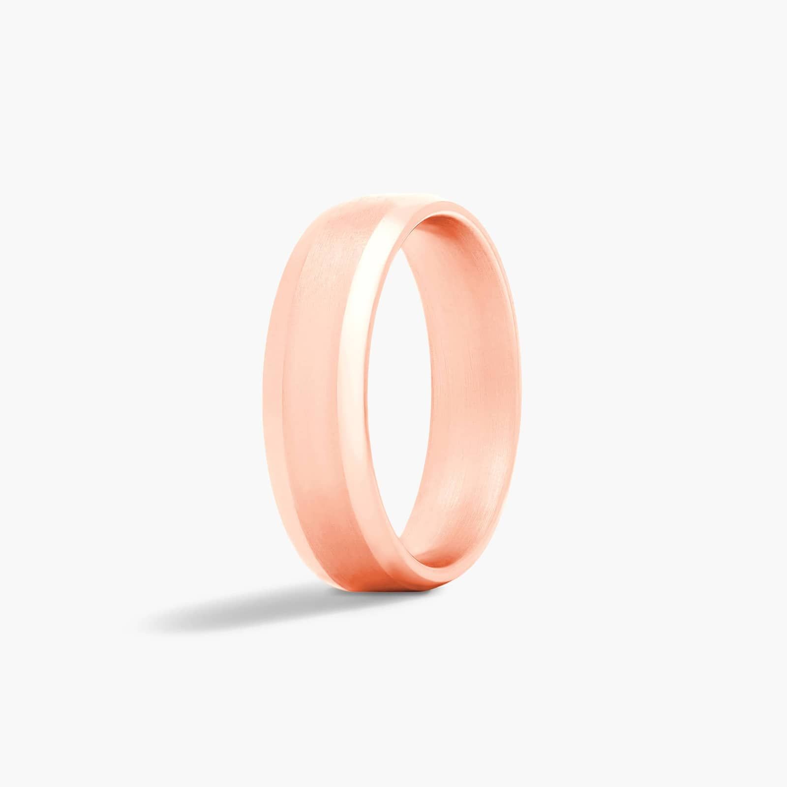 Comfort Fit Beveled Men's Wedding Band In 14K Rose Gold (6.00mm)
